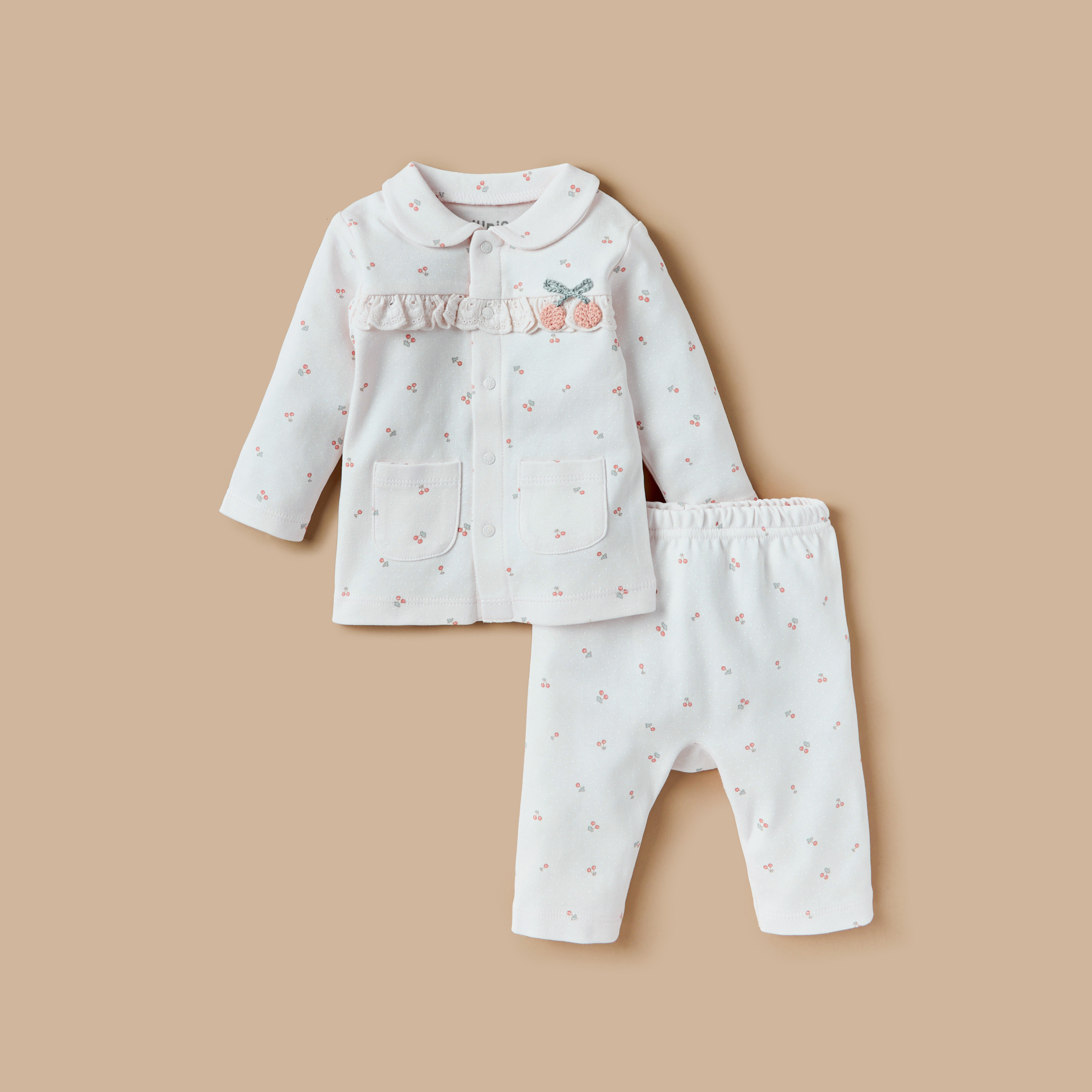 طقم بنطلون بيجاما وتيشيرت بطبعات كرز من جونيورز-baby-girls-clothing-nightwear-pyjamasets-image-1
