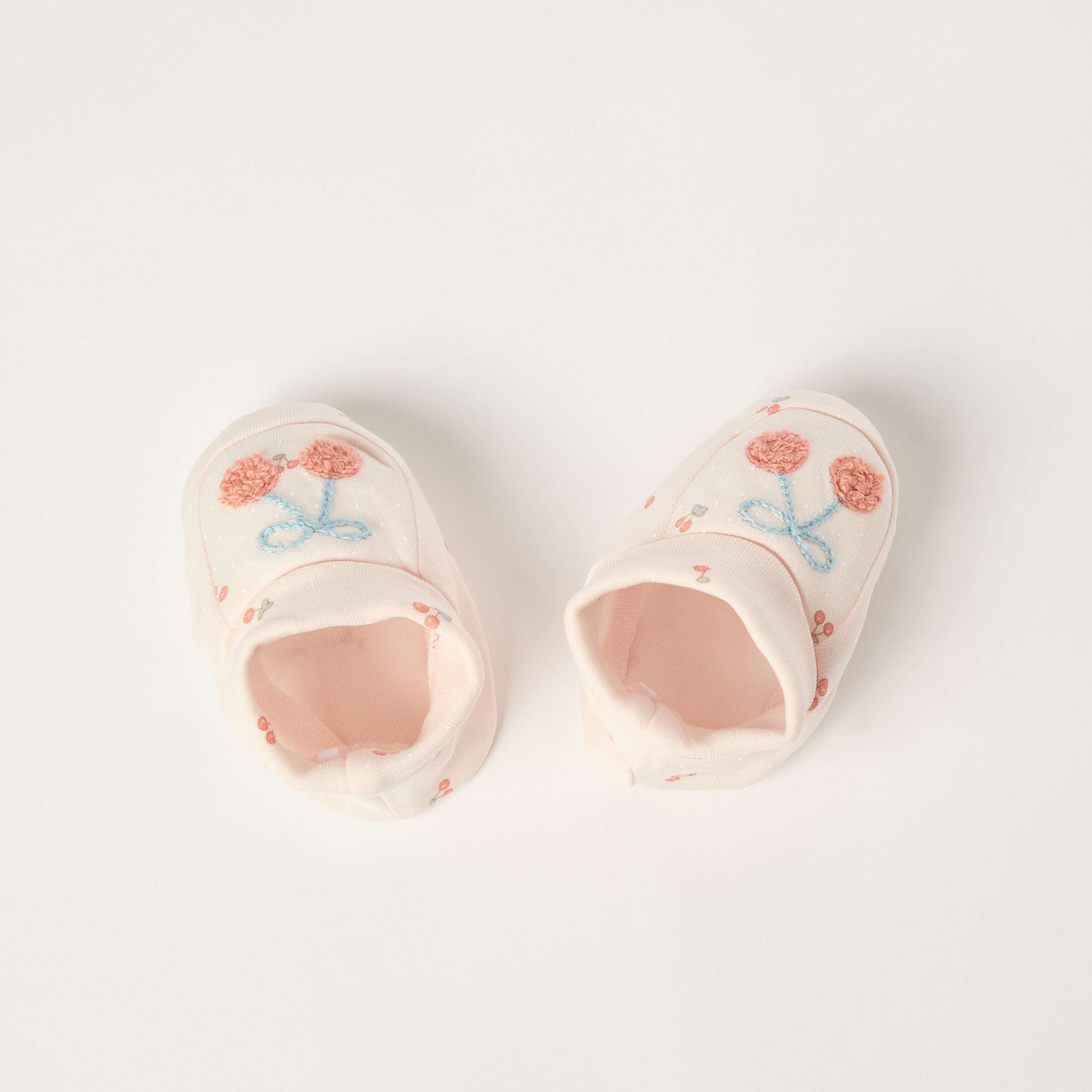Juniors Cherry Print Slip-On Booties-baby-girls-shoes-booties-image-1