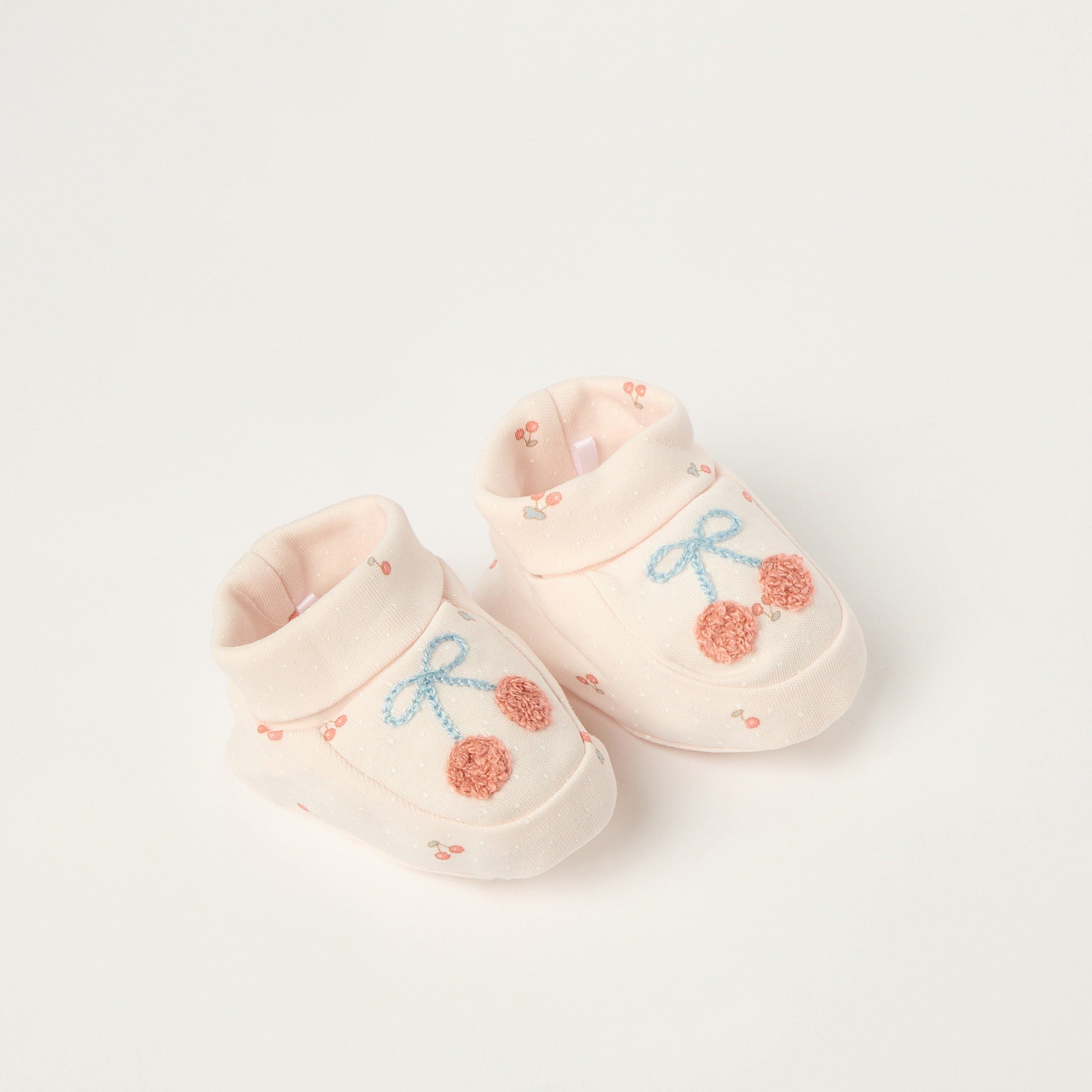 Juniors Cherry Print Slip-On Booties-baby-girls-shoes-booties-image-2