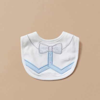 Giggles Bow Embroidered Bib with Snap Button Closure-Bibs and Burp Cloths-image-0