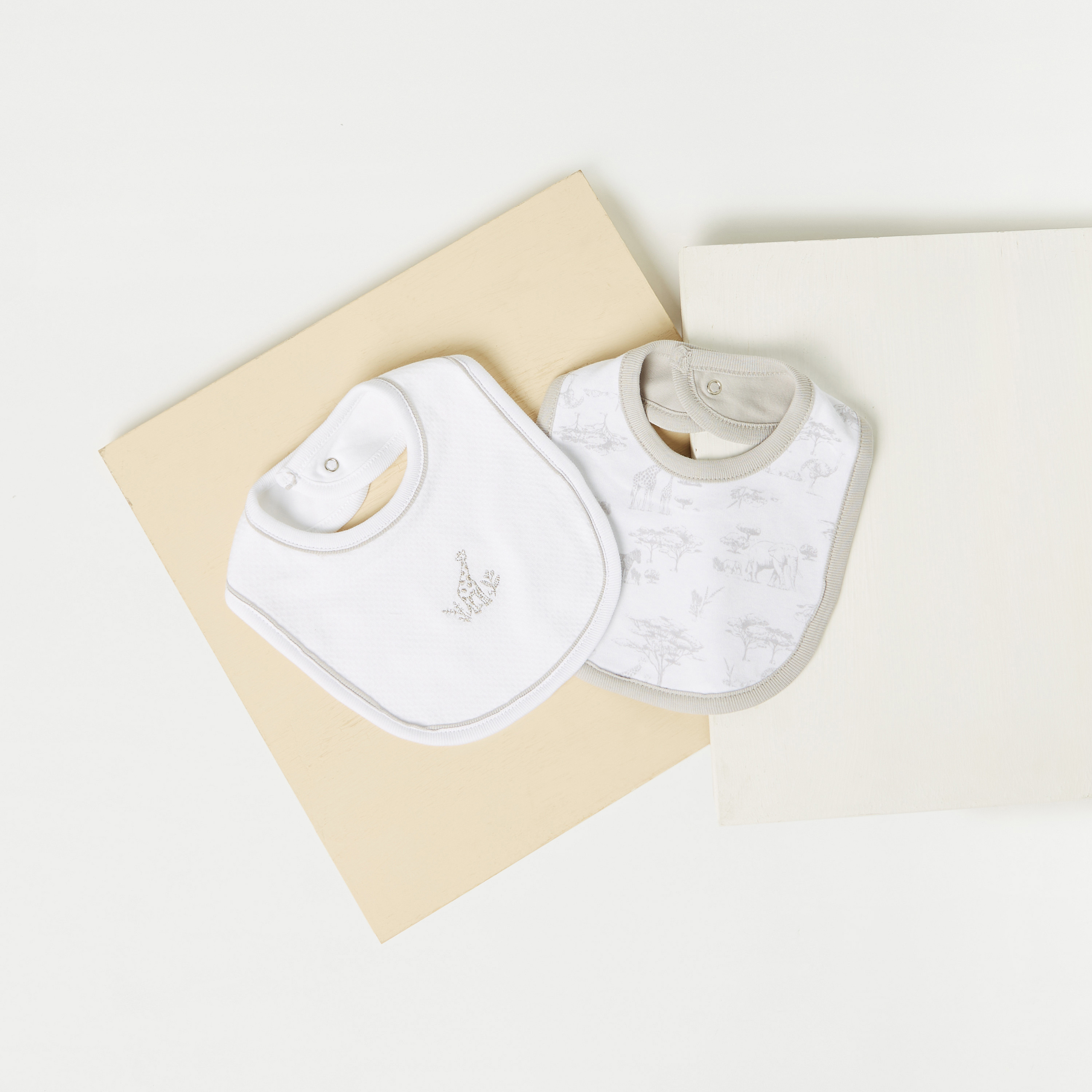 Giggles Printed Bib with Snap Button Closure - Set of 2-baby-feeding-bibs-image-1