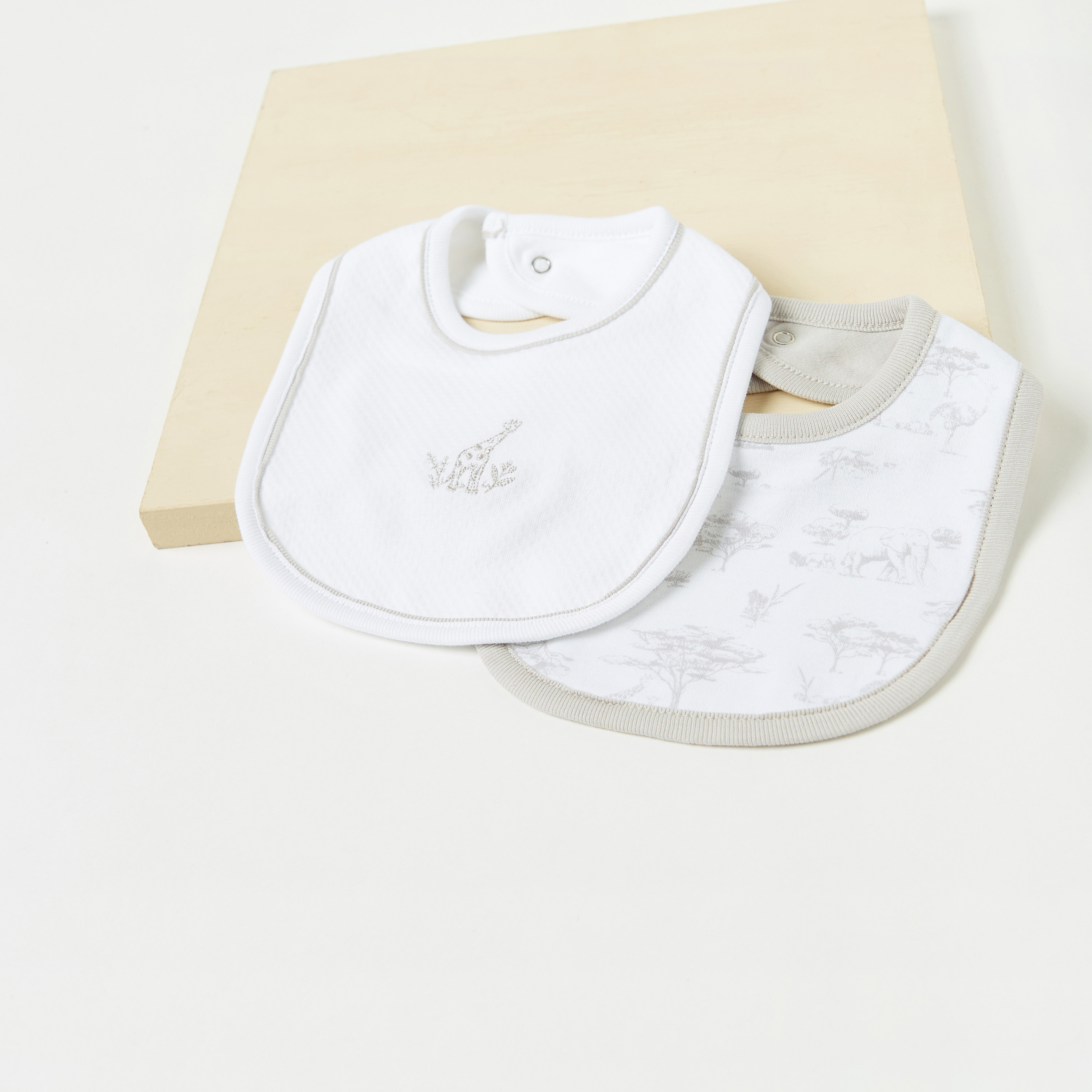 Giggles Printed Bib with Snap Button Closure - Set of 2-baby-feeding-bibs-image-2