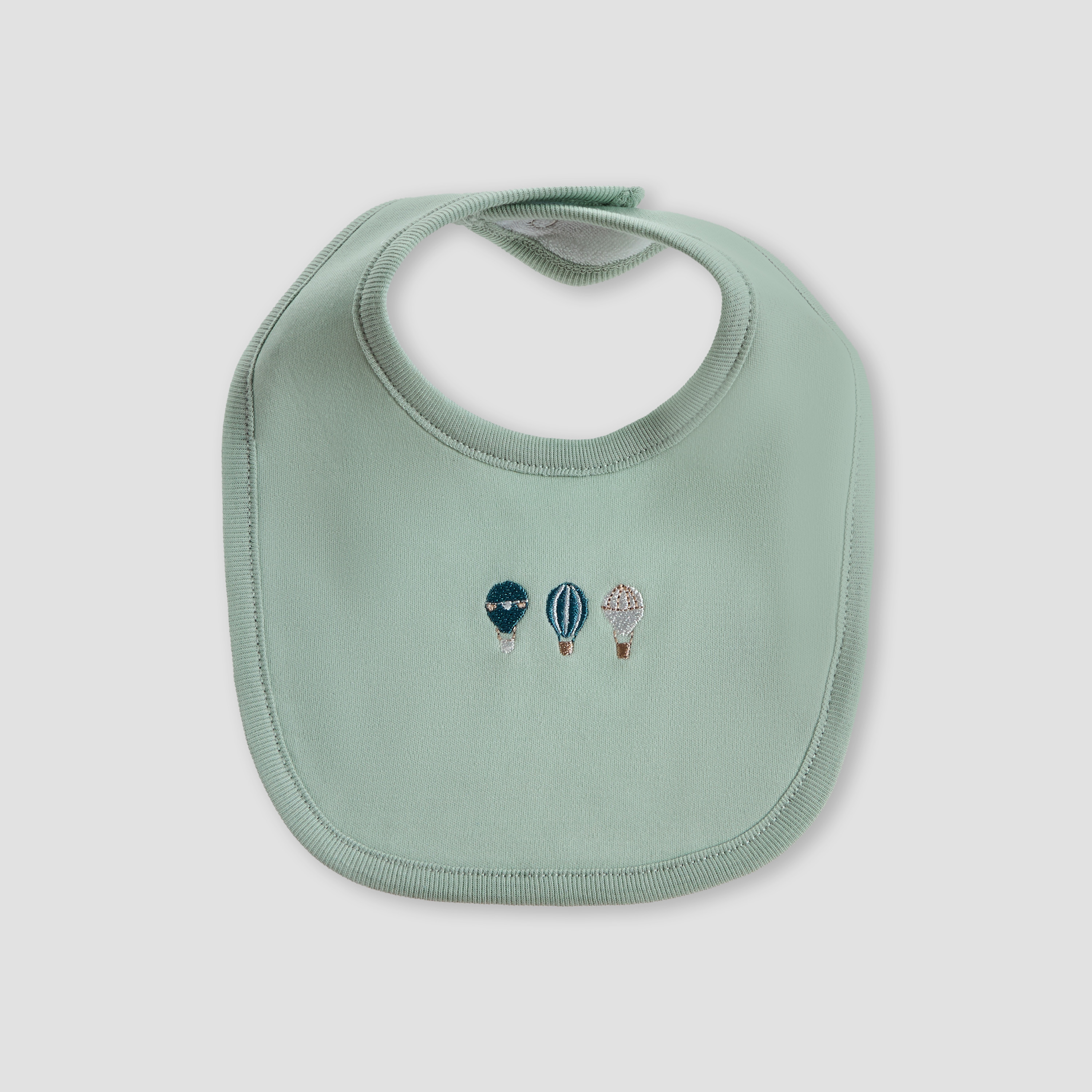 Giggles Hot Air Balloon Embroidered Bib with Button Closure - Set of 2-baby-feeding-bibs-image-2