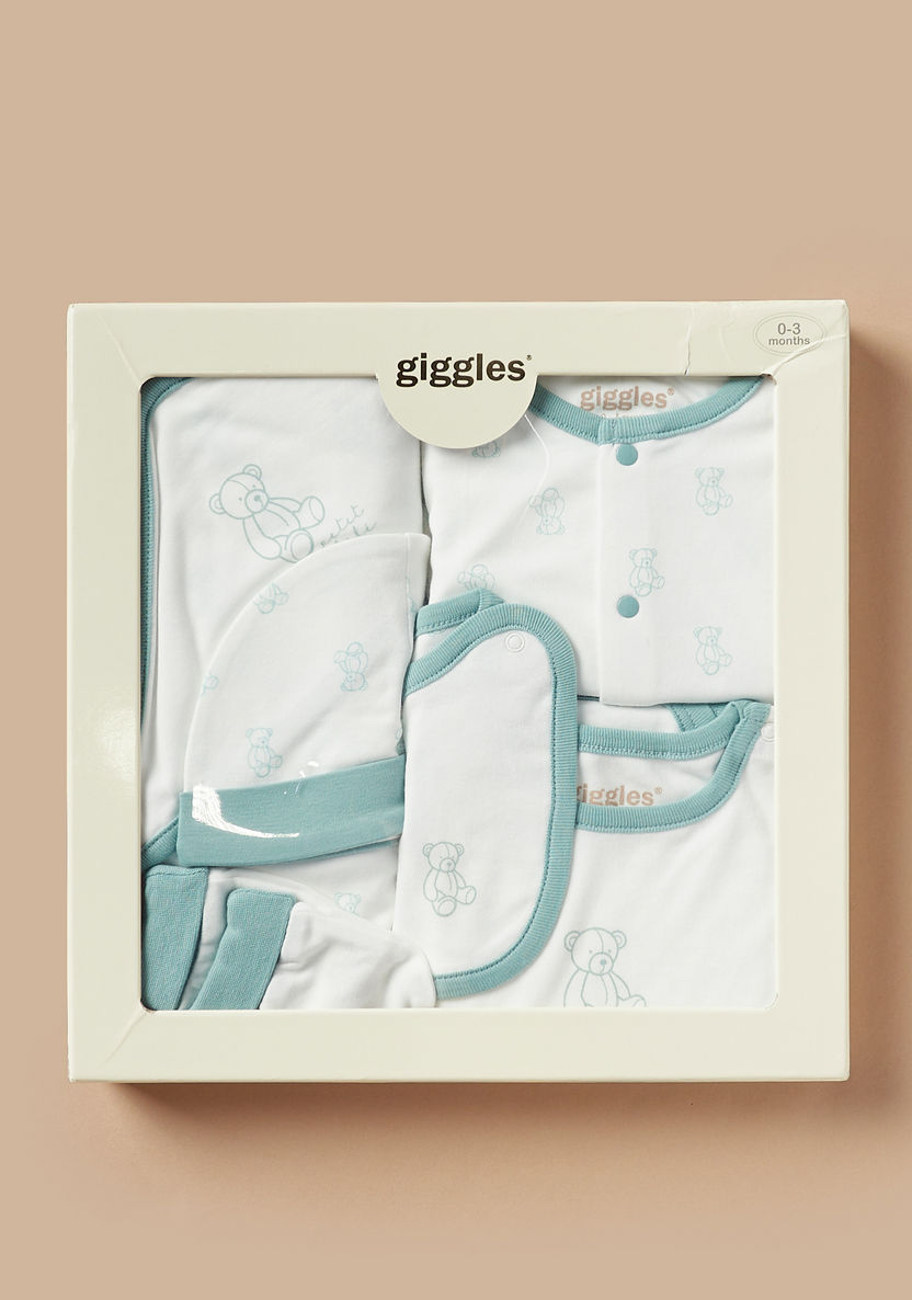 Giggles Teddy Bear Print 6-Piece Clothing Gift Set-Clothes Sets-image-0