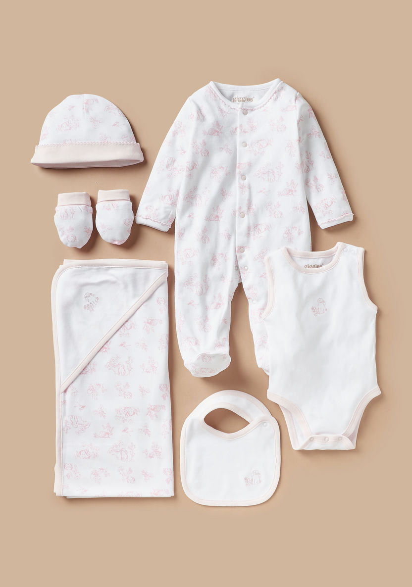 Giggles Rabbit Print 6-Piece Clothing Gift Set-Clothes Sets-image-1