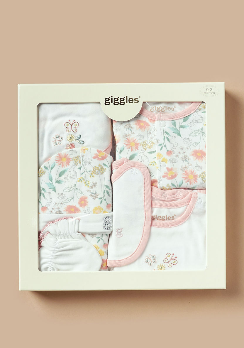 Giggles Floral Print 6-Piece Clothing Gift Set-Clothes Sets-image-0