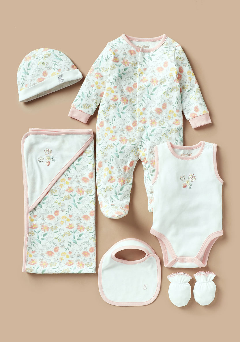 Giggles Floral Print 6-Piece Clothing Gift Set-Clothes Sets-image-1