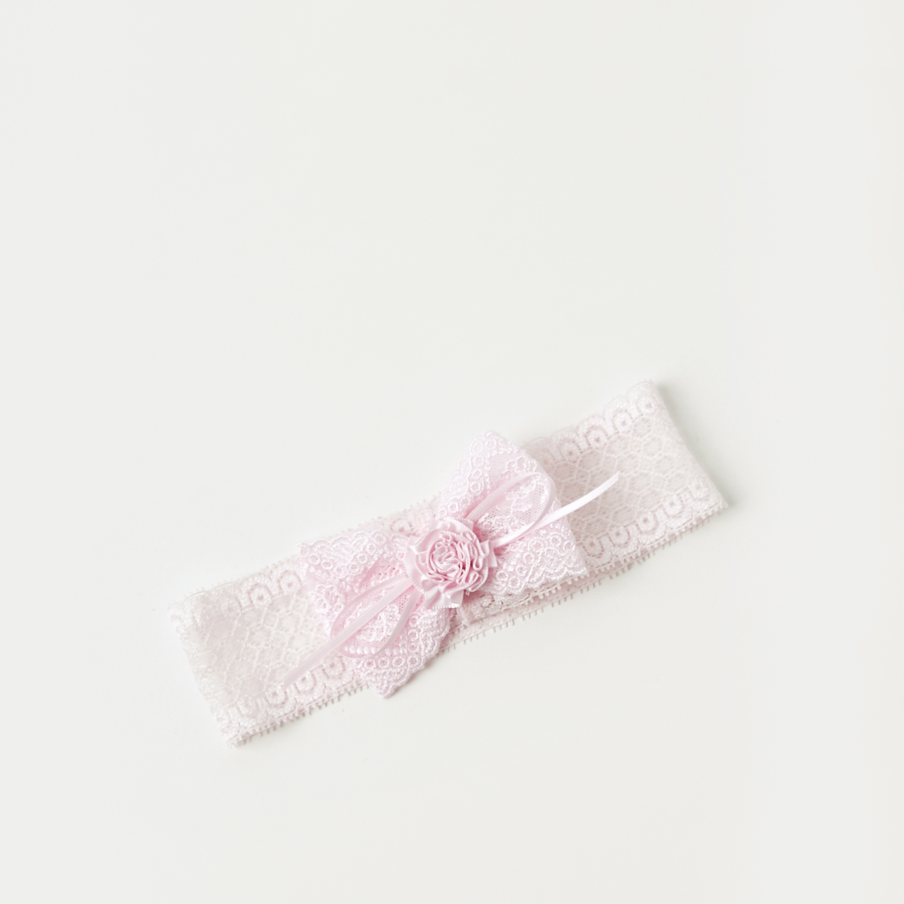 Giggles Lace Textured Elasticated Headband with Floral Applique-baby-girls-accessories-hairaccessories-image-1
