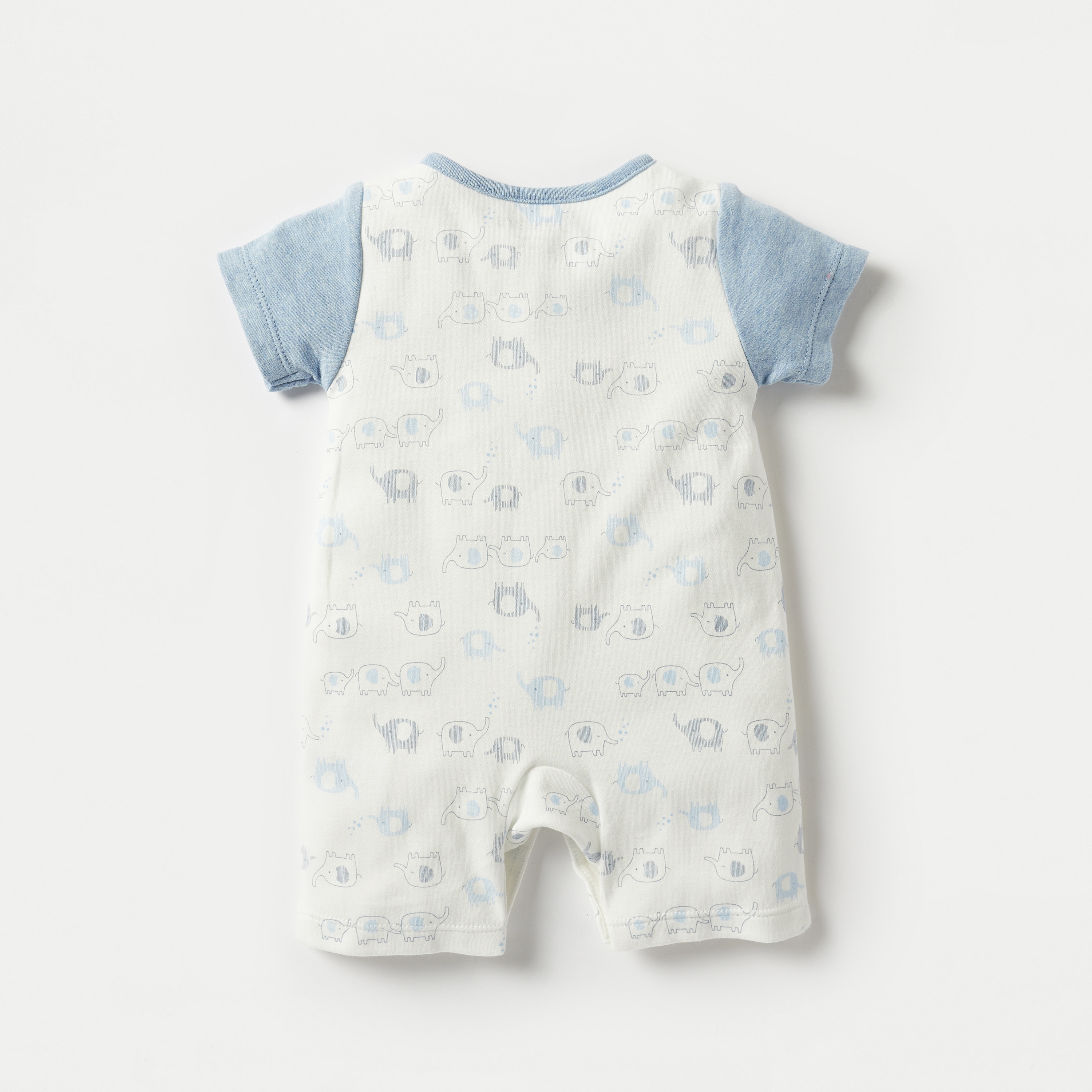 Juniors All-Over Elephant Print Romper with Short Sleeves-baby-girls-clothing-rompers-image-2