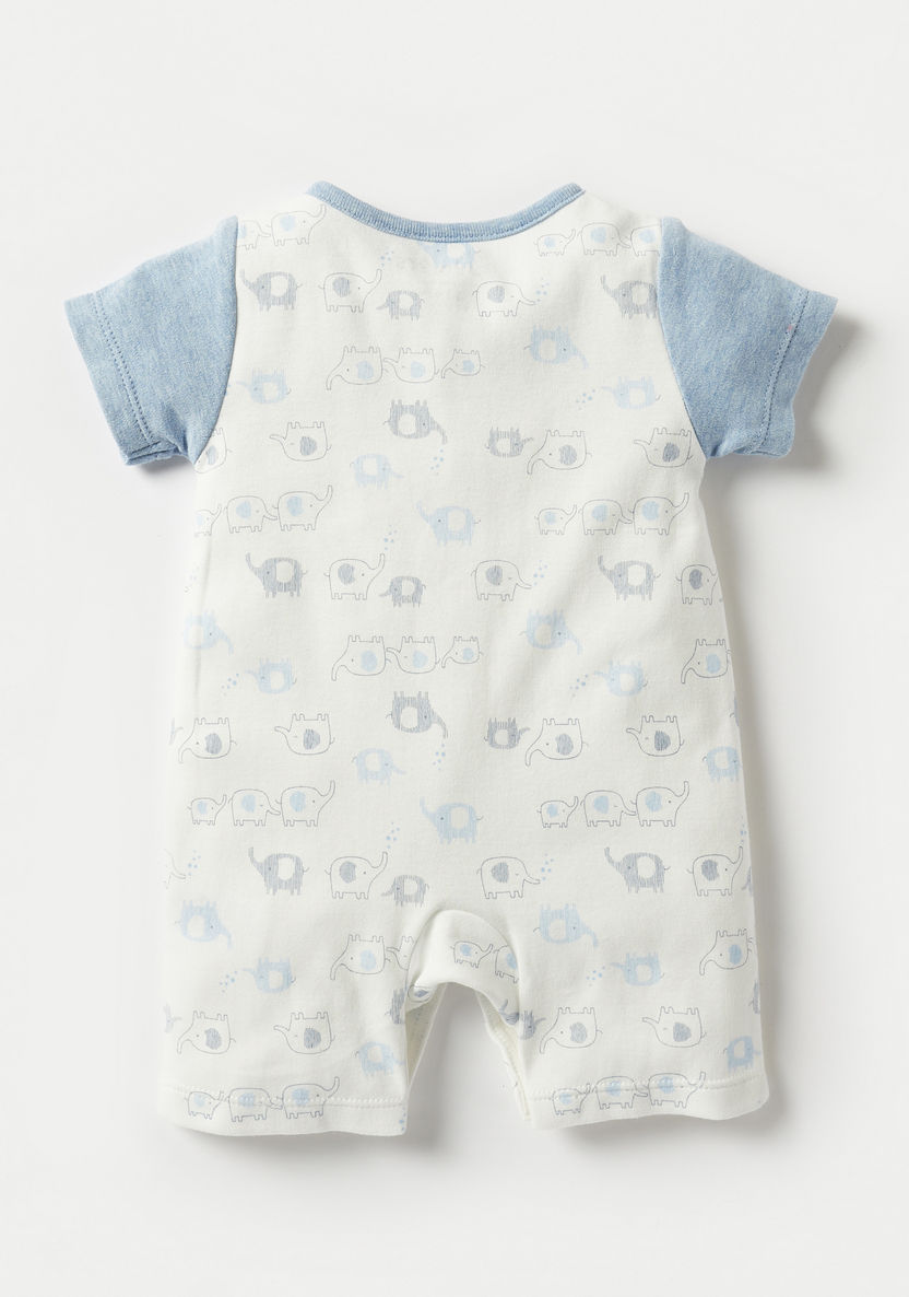 Juniors All-Over Elephant Print Romper with Short Sleeves-Rompers%2C Dungarees and Jumpsuits-image-1
