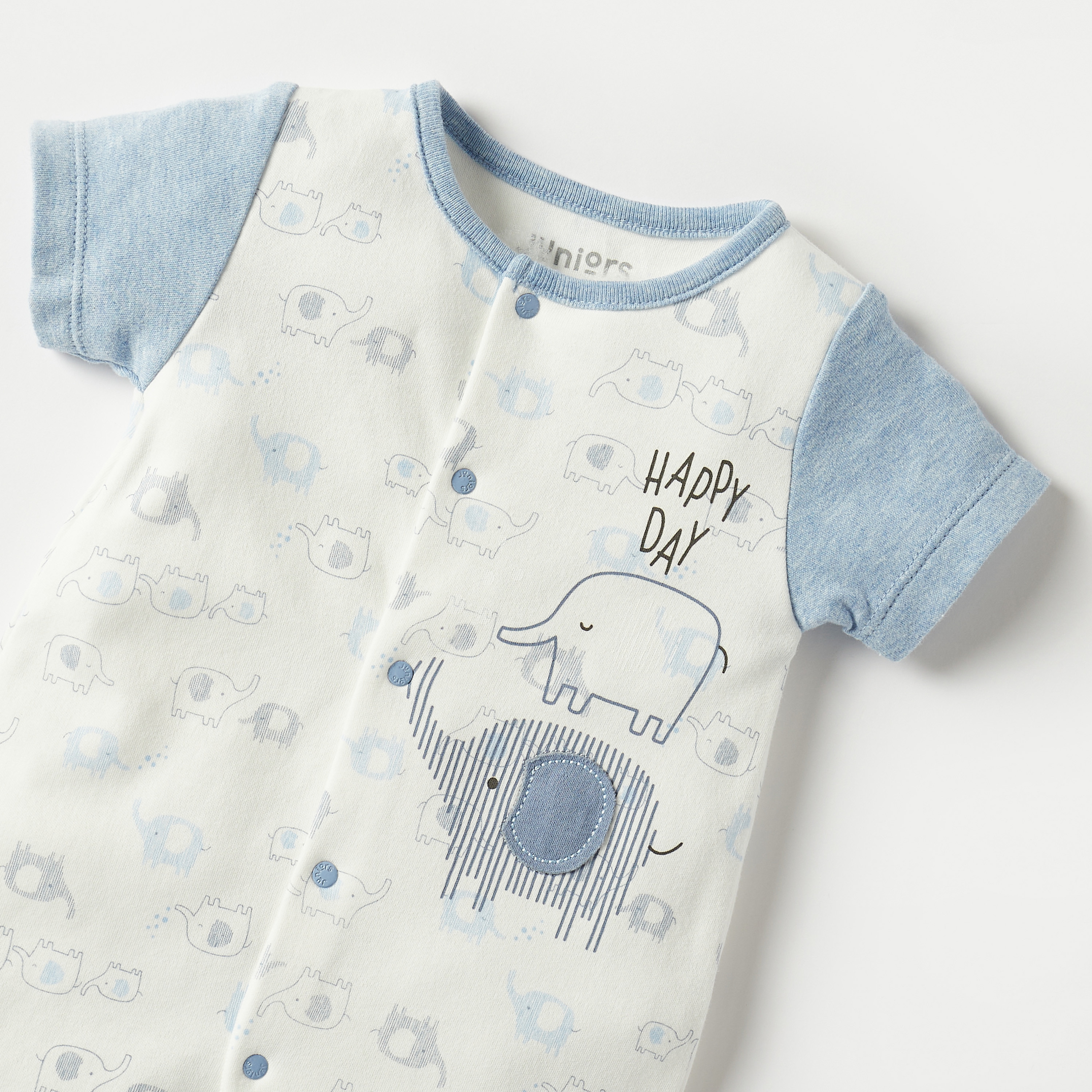 Juniors All-Over Elephant Print Romper with Short Sleeves-baby-girls-clothing-rompers-image-3