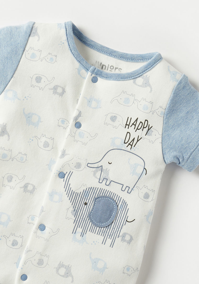 Juniors All-Over Elephant Print Romper with Short Sleeves-Rompers%2C Dungarees and Jumpsuits-image-2