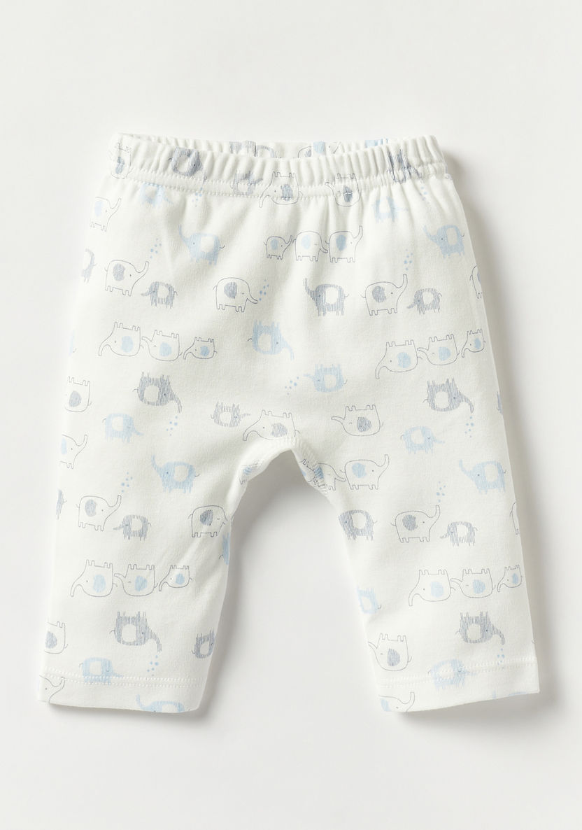 Juniors Elephant Print Long Sleeves T-shirt and Elasticated Pyjama Set-Pyjama Sets-image-2