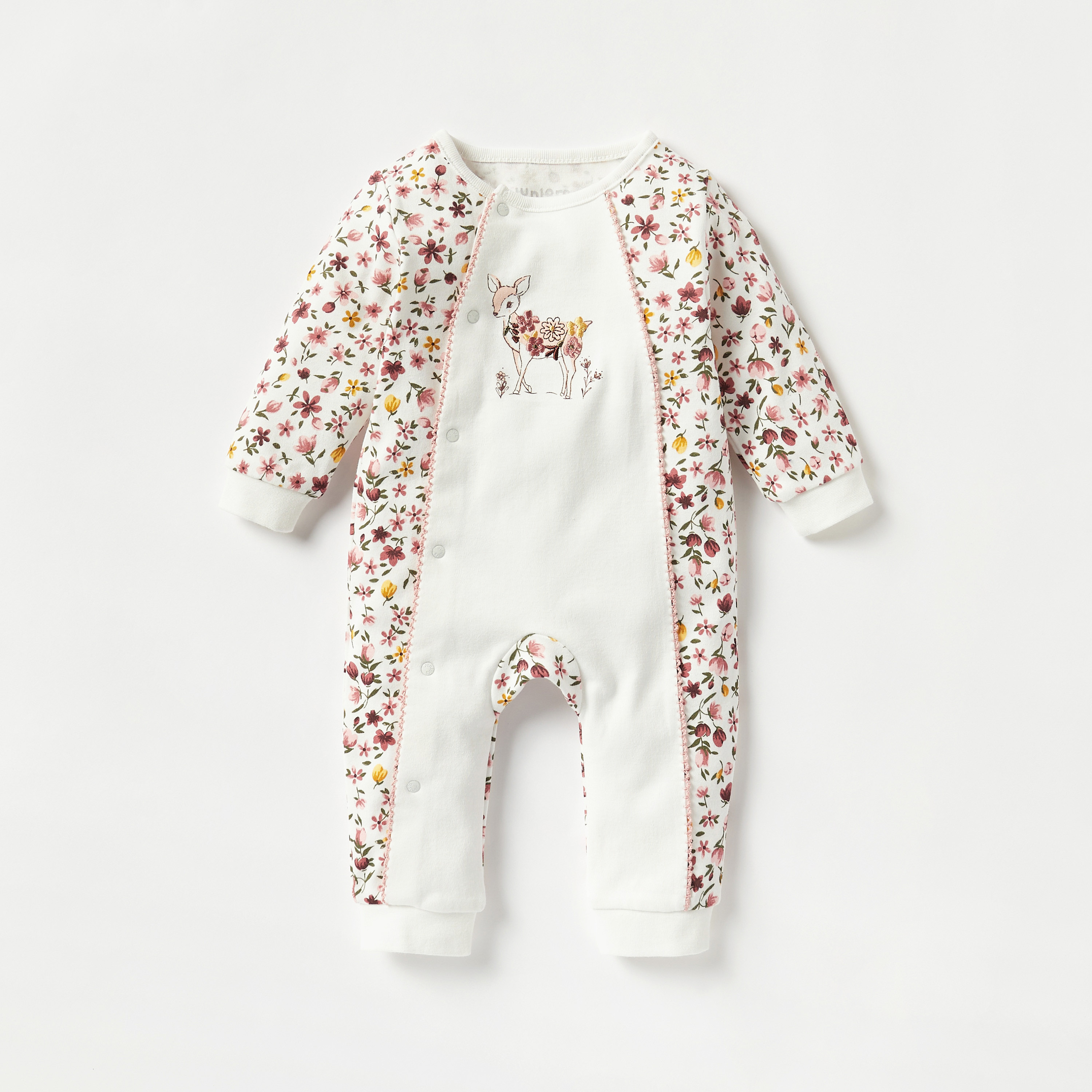 Juniors Panelled Sleepsuit with Button Closure-baby-girls-clothing-nightwear-sleepsuits-image-1