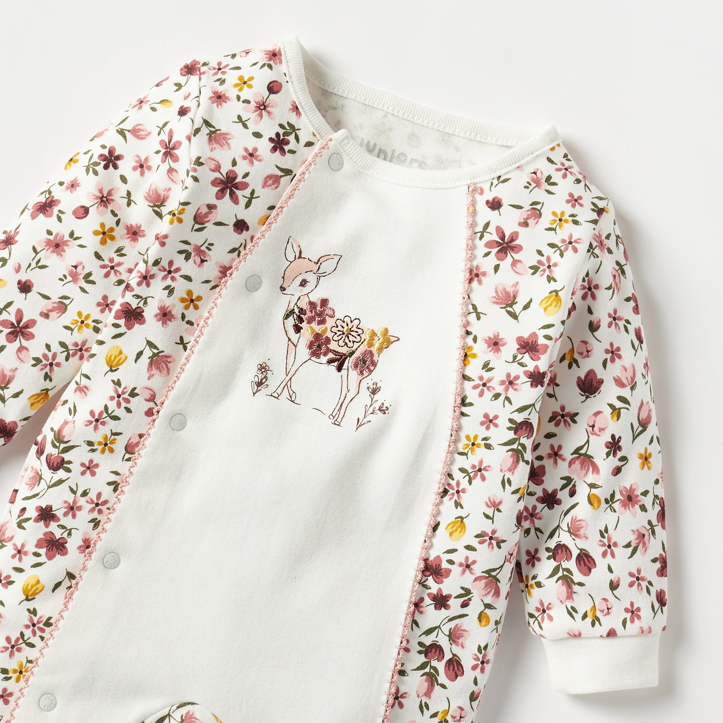 Juniors Panelled Sleepsuit with Button Closure-baby-girls-clothing-nightwear-sleepsuits-image-3