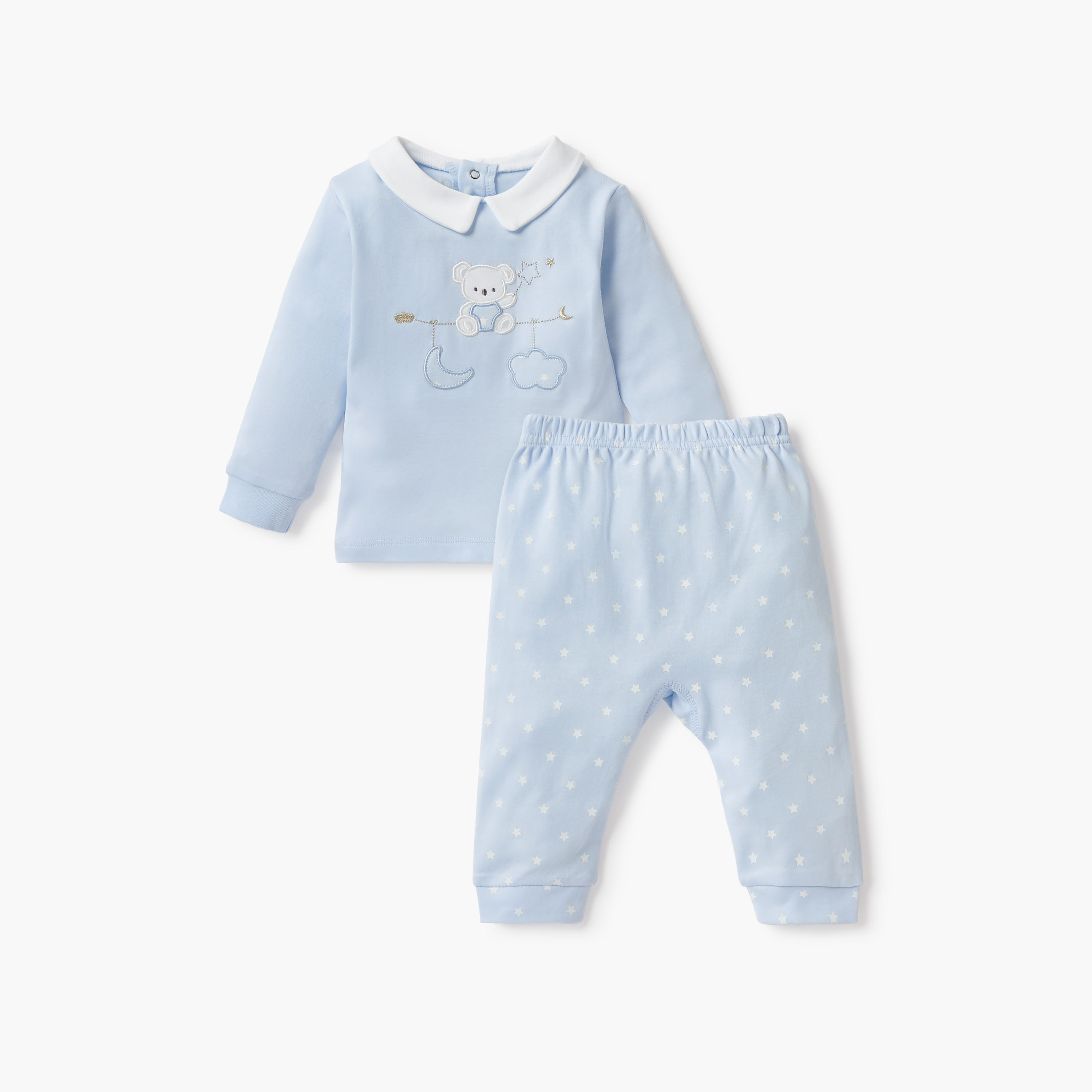 Giggles Applique Detail T-shirt and Pyjama Set-baby-boys-clothing-nightwear-pyjamasets-image-1