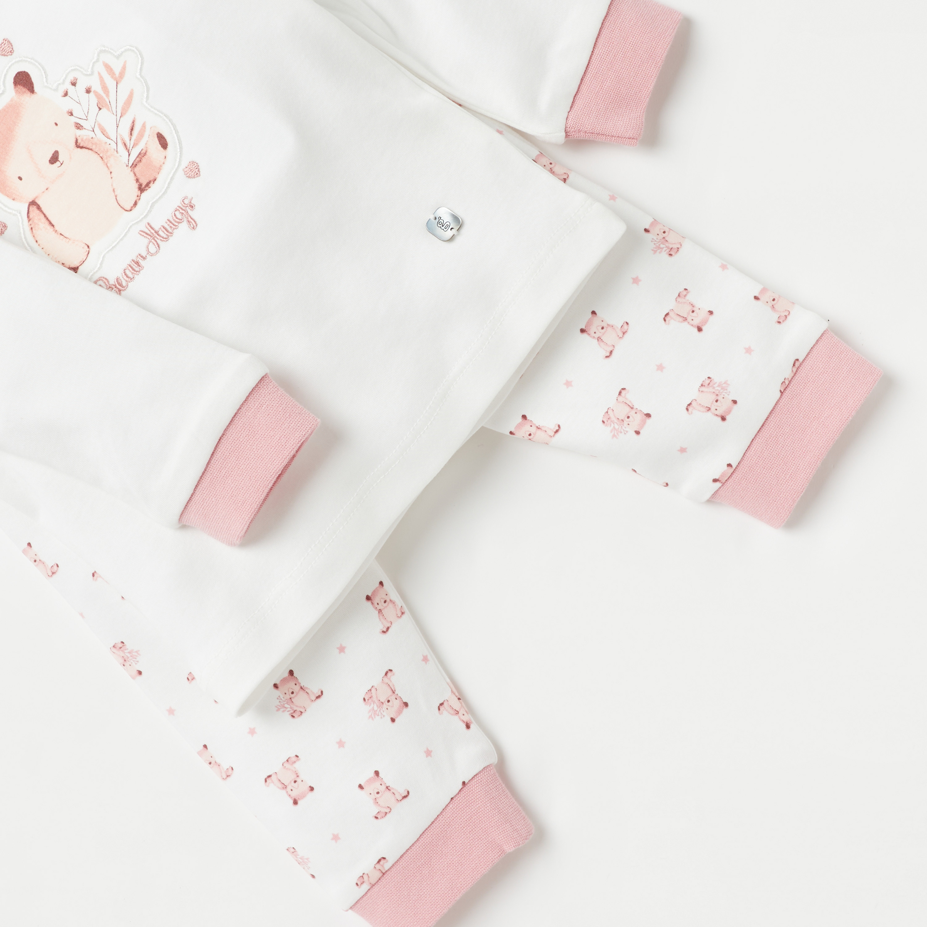 Giggles Bear Print T-shirt and Pyjama Set-baby-girls-clothing-nightwear-pyjamasets-image-5