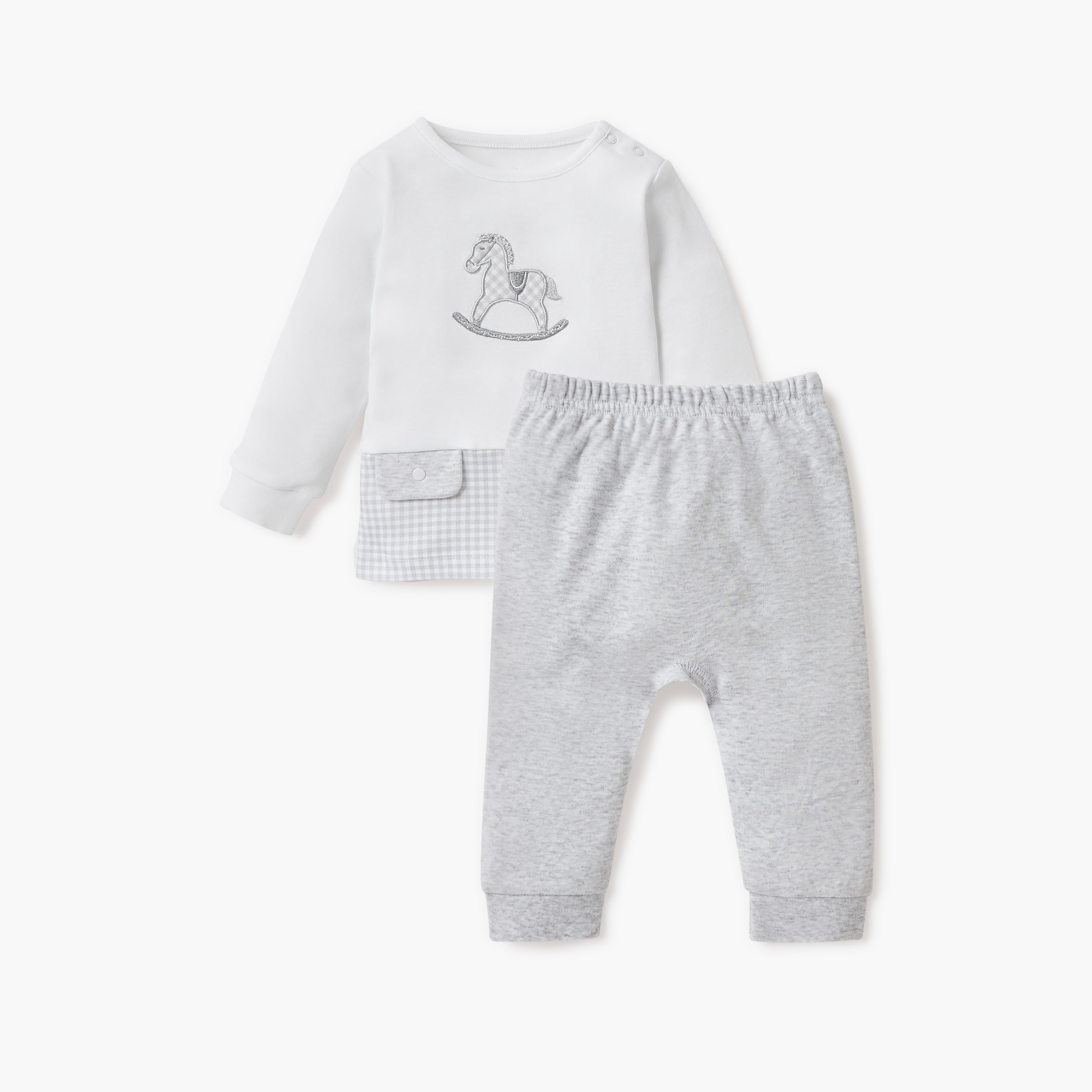 Giggles Rocking Horse Applique T-shirt and Pyjama Set-baby-boys-clothing-nightwear-pyjamasets-image-1