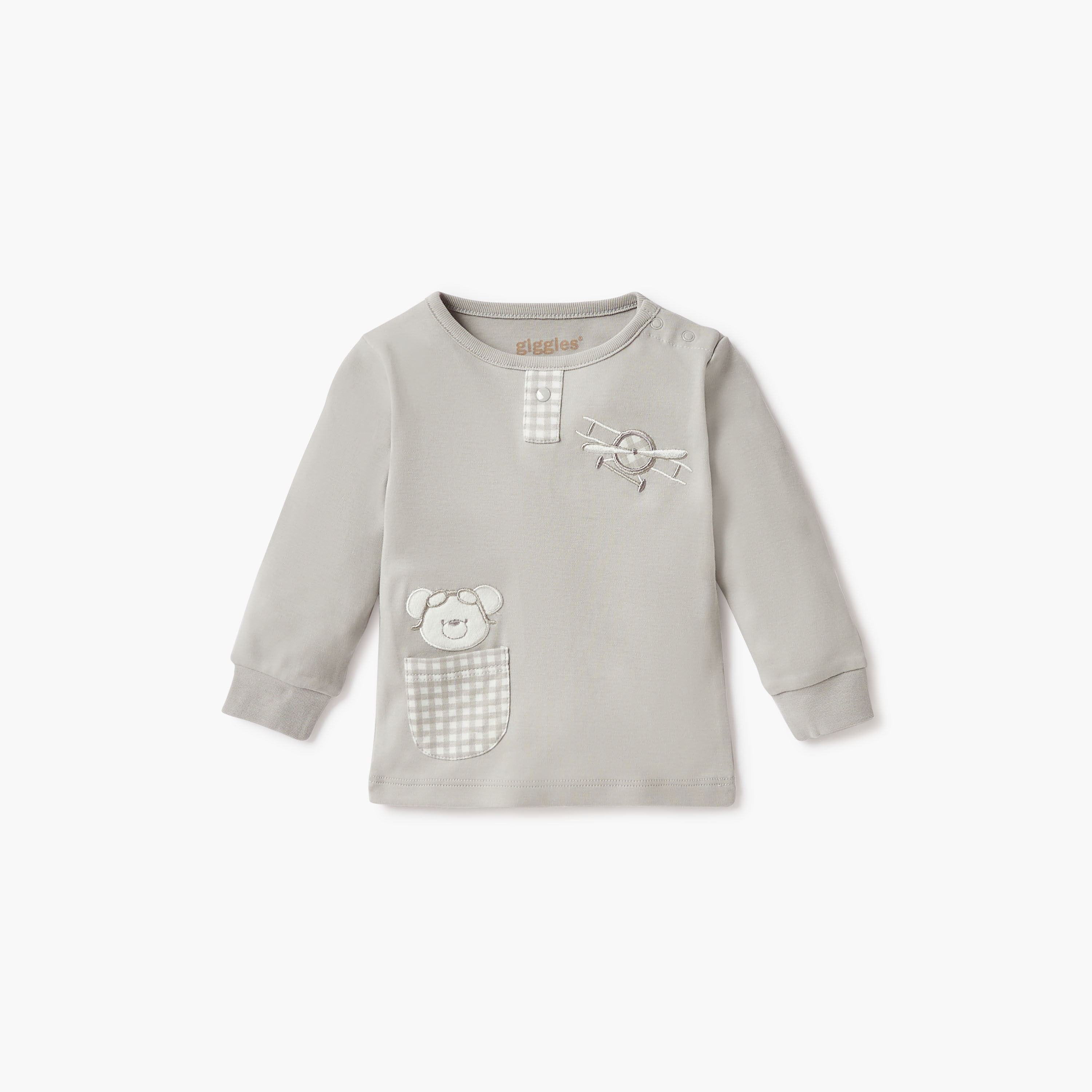 طقم تيشيرت بتزيينات وبنطلون بيجاما من جيجلز-baby-boys-clothing-nightwear-pyjamasets-image-2