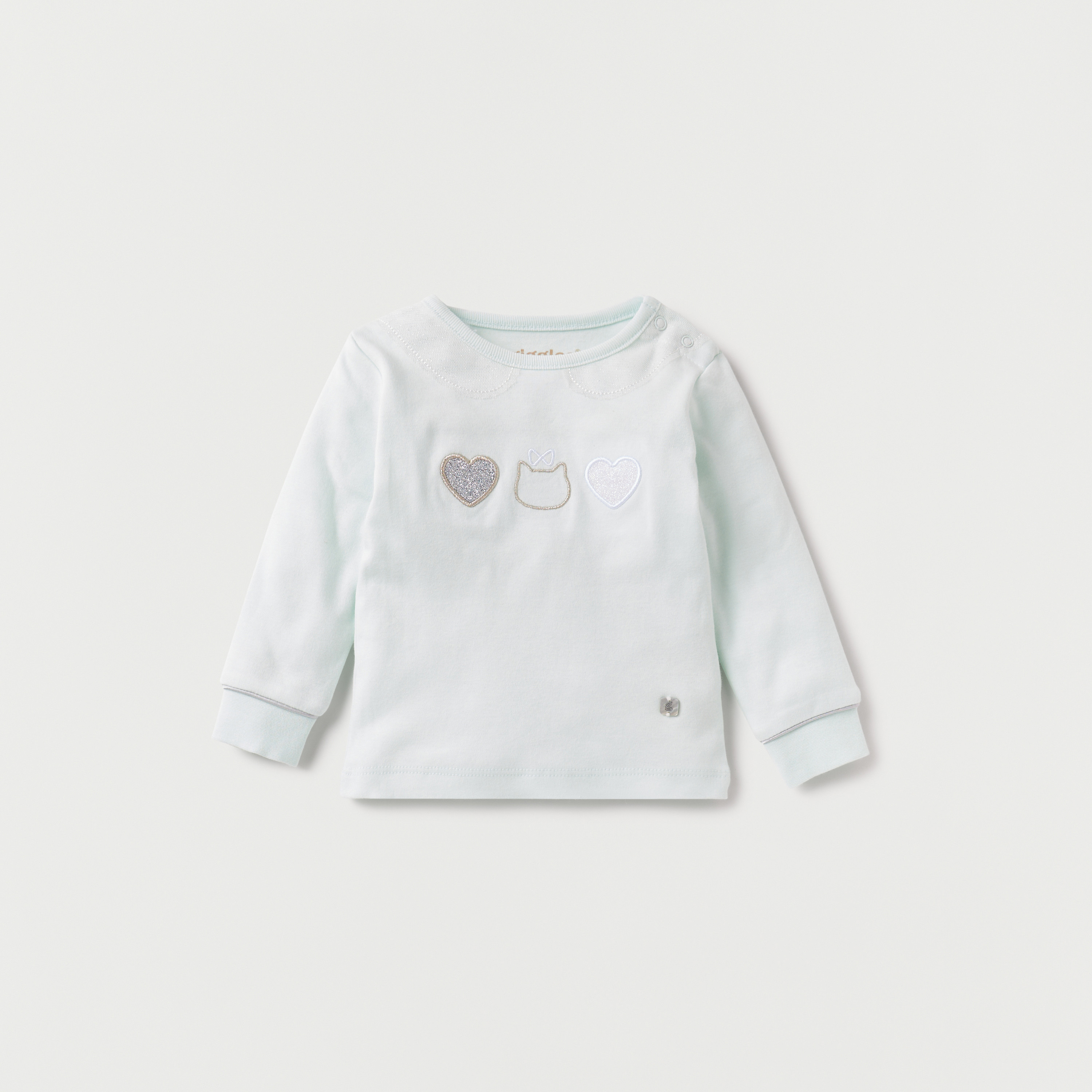 Giggles Hearts Embroidered T-shirt and Pyjama Set-baby-girls-clothing-nightwear-pyjamasets-image-2