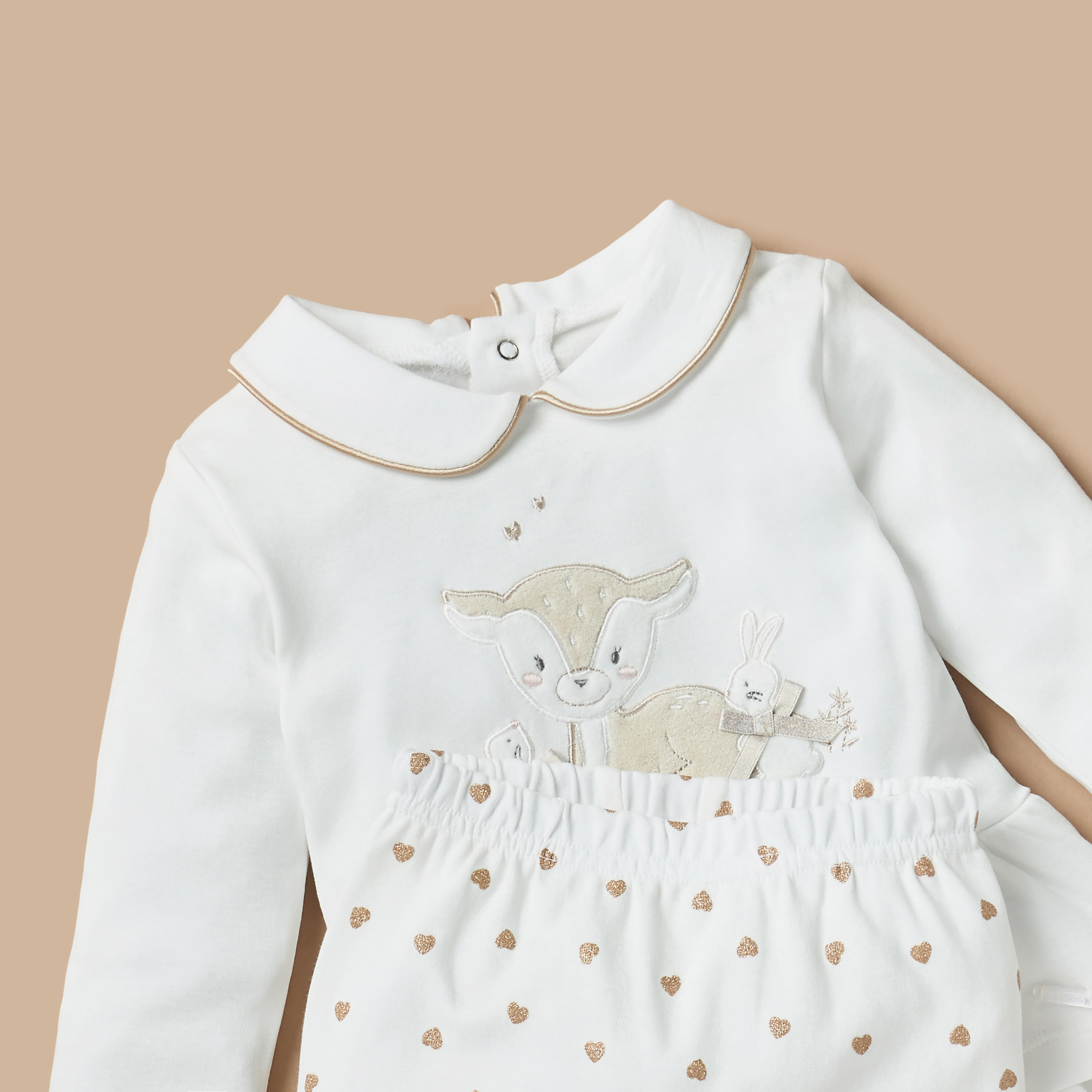 طقم بنطلون بيجاما وبلوزة بزخارف غزال من جيجلز-baby-girls-clothing-nightwear-pyjamasets-image-4