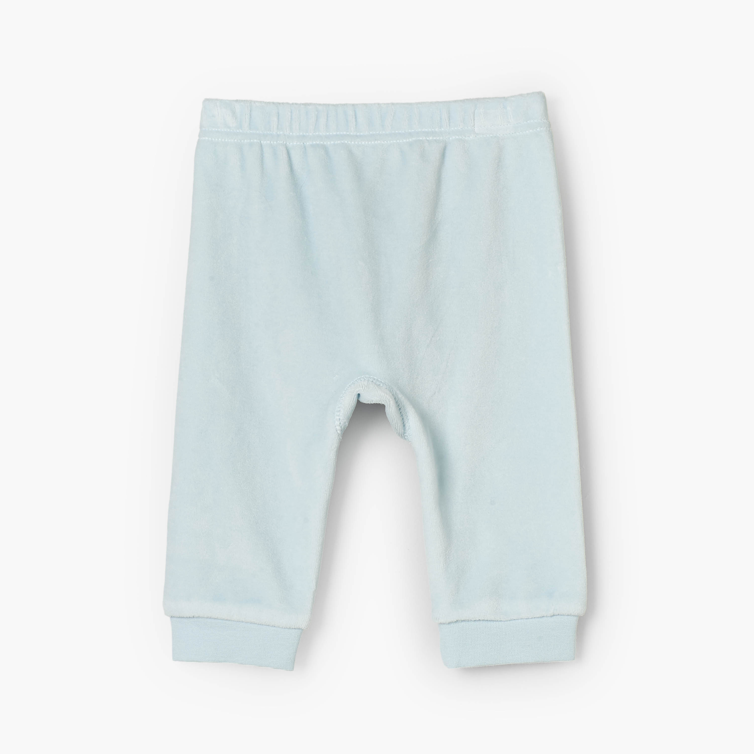 Giggles Velour Collared Sleeves Pyjama Set with Teddy Bear Applique-baby-boys-clothing-nightwear-pyjamasets-image-4