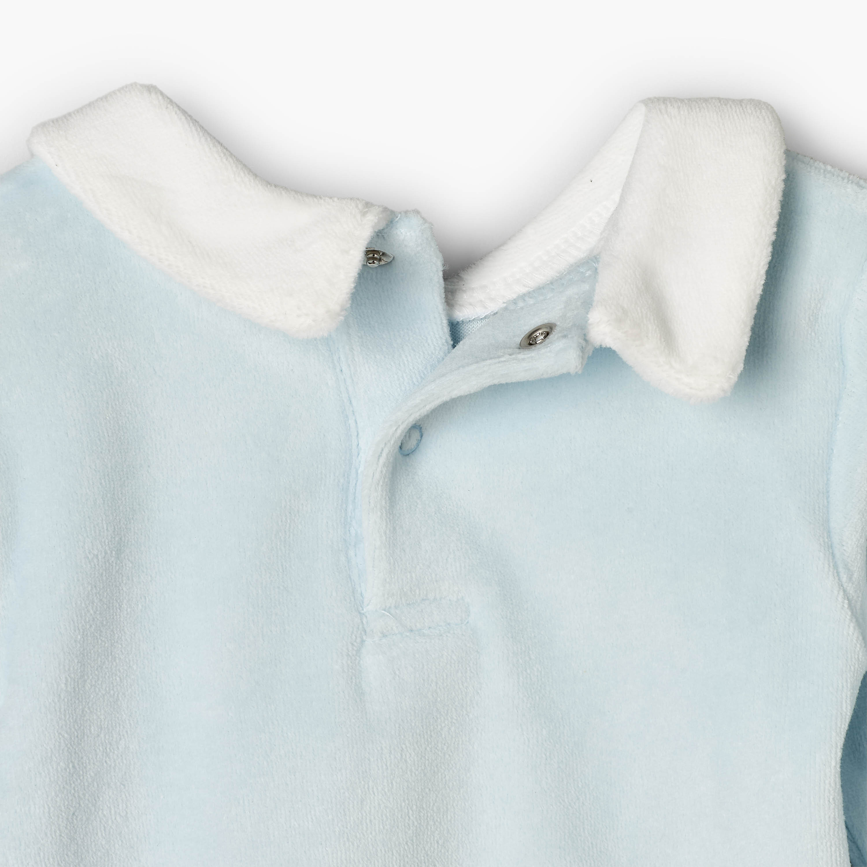 Giggles Velour Collared Sleeves Pyjama Set with Teddy Bear Applique-baby-boys-clothing-nightwear-pyjamasets-image-9