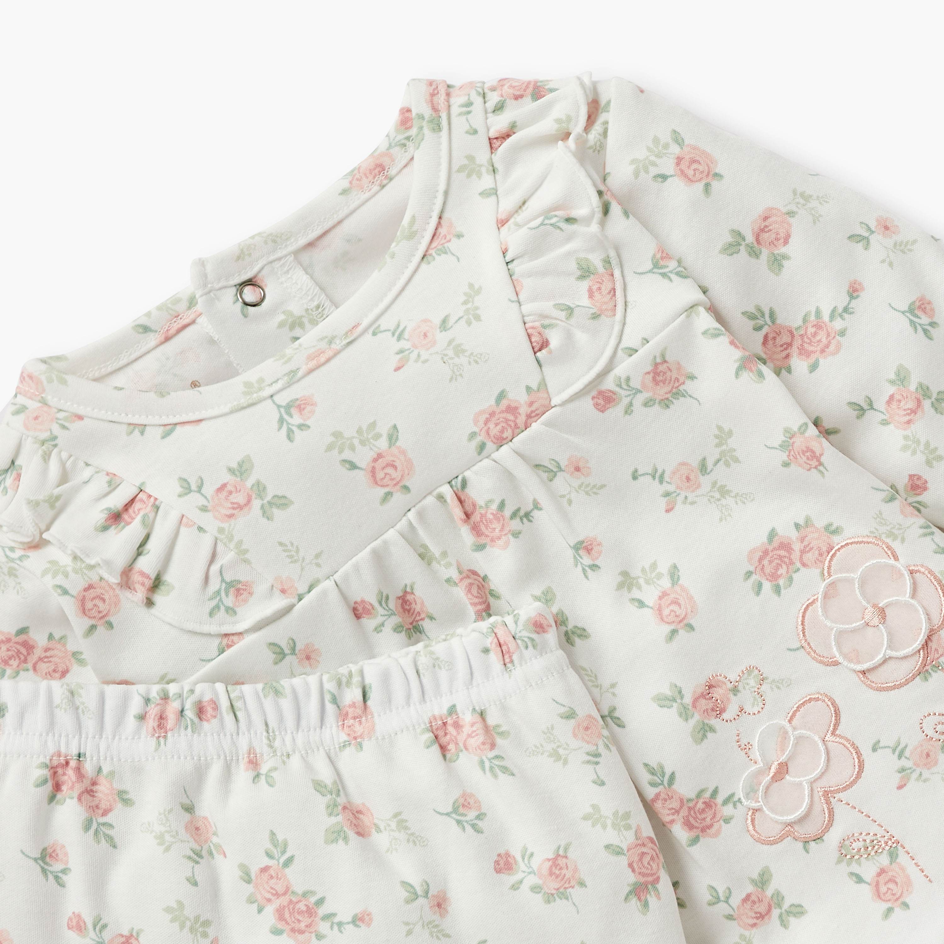 Giggles Floral Print T-shirt and Pyjama Set-baby-girls-clothing-nightwear-pyjamasets-image-4
