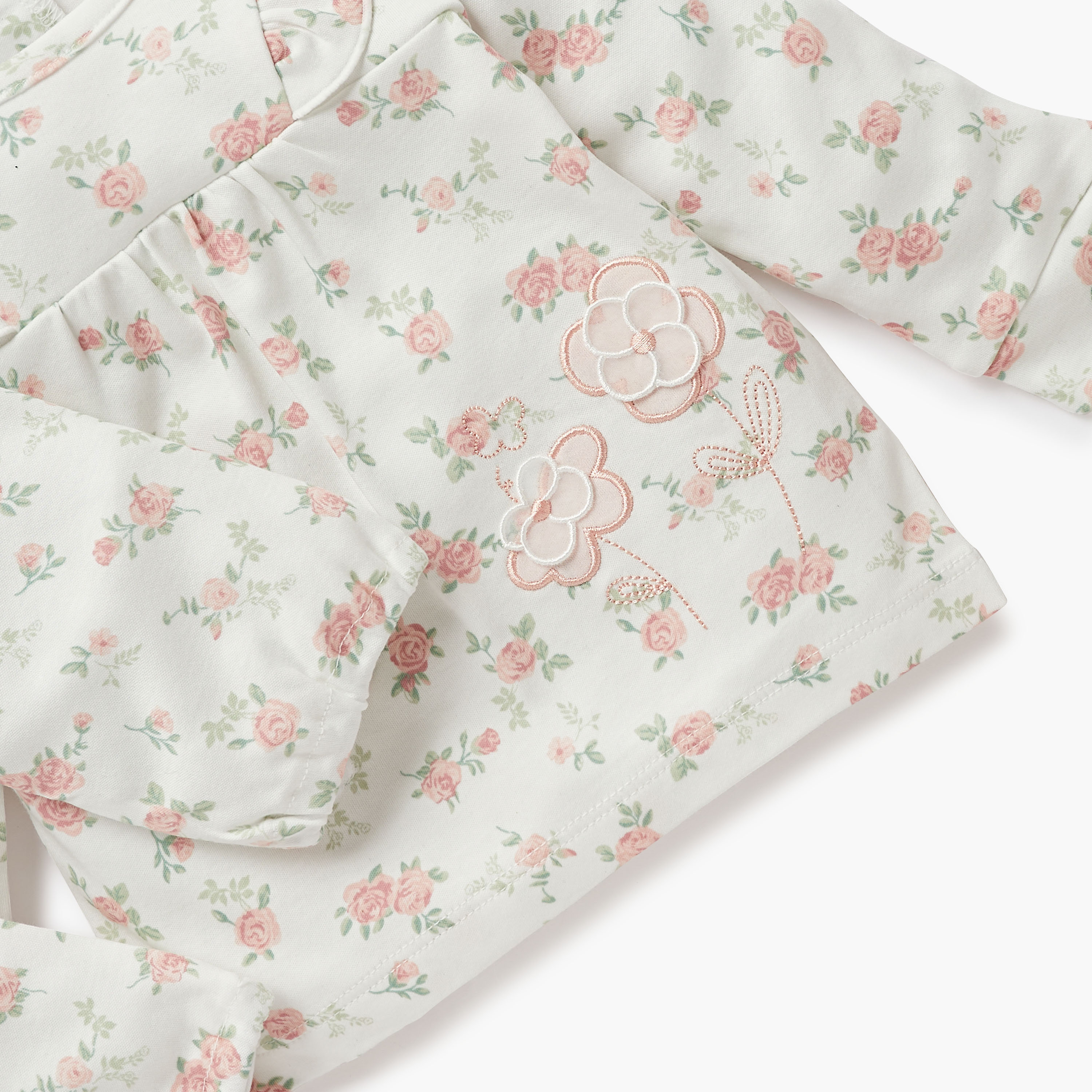 Giggles Floral Print T-shirt and Pyjama Set-baby-girls-clothing-nightwear-pyjamasets-image-5