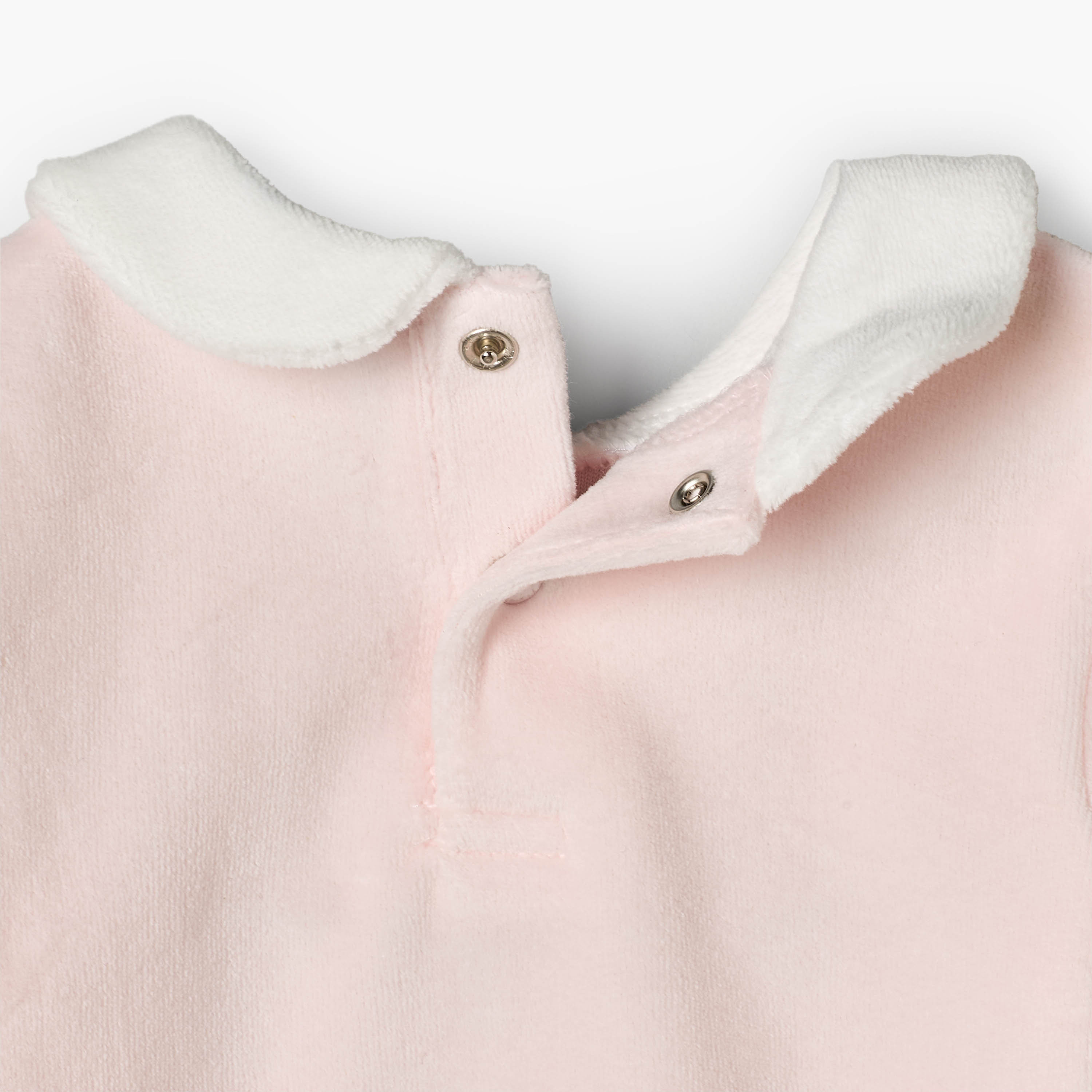 Giggles Velour Collared Long Sleeves Pyjama Set with Teddy Bear Applique-baby-girls-clothing-winterwear-pyjamasets-image-9