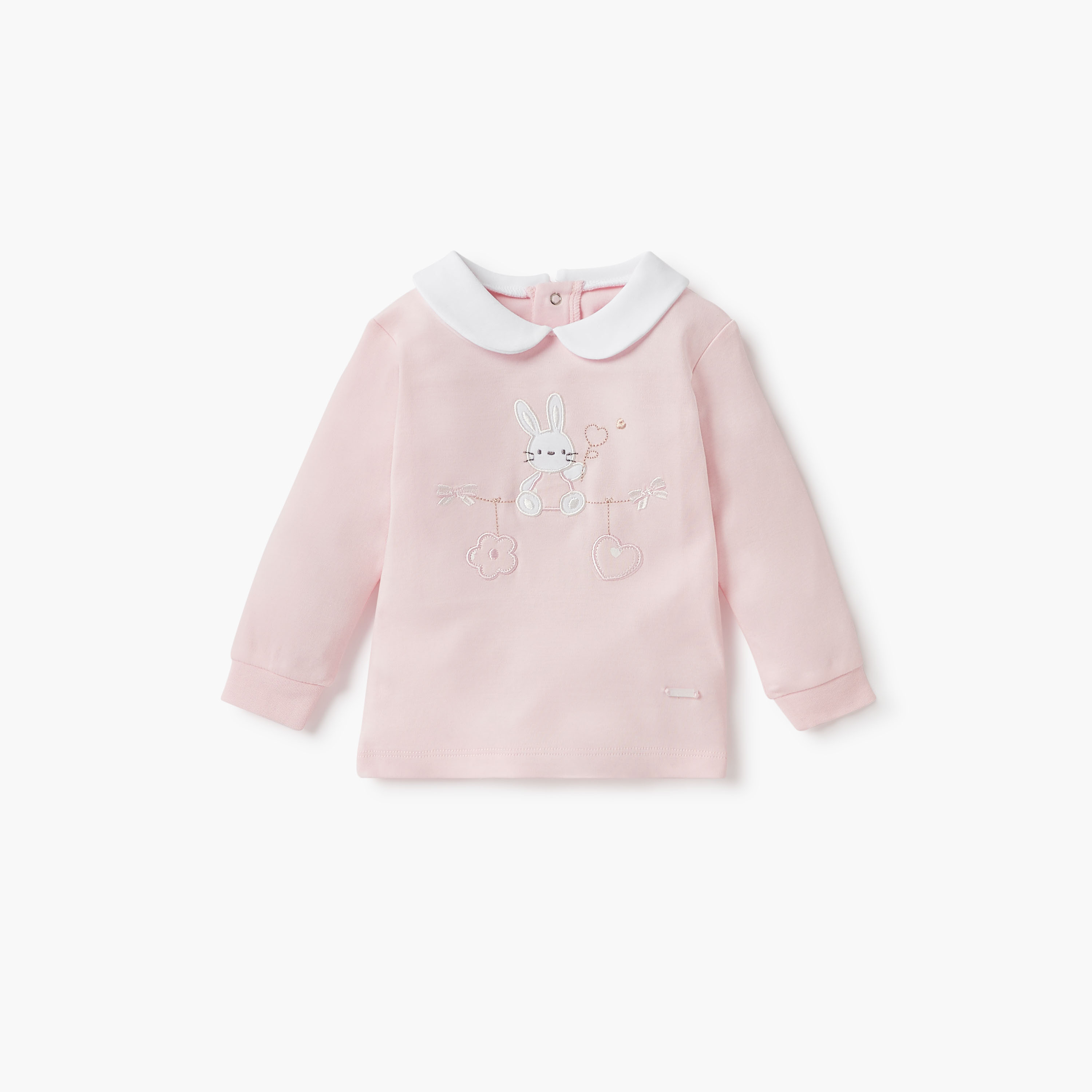 Giggles Bunny Applique T-shirt and Heart Print Pyjama Set-baby-girls-clothing-nightwear-pyjamasets-image-2