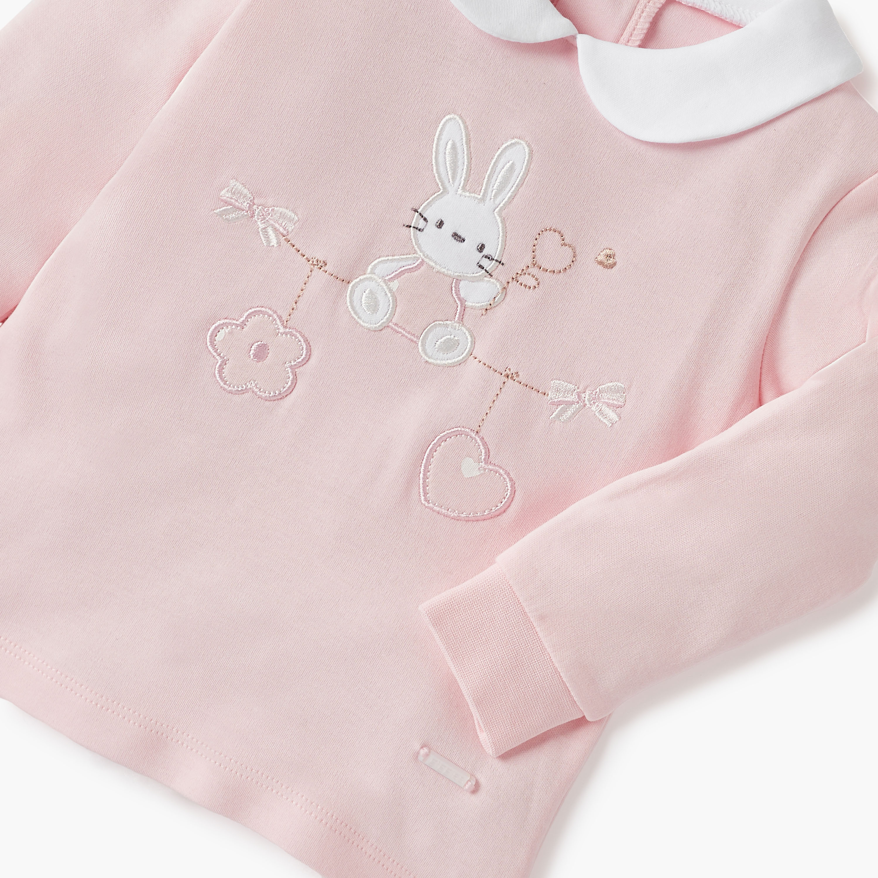 Giggles Bunny Applique T-shirt and Heart Print Pyjama Set-baby-girls-clothing-nightwear-pyjamasets-image-5