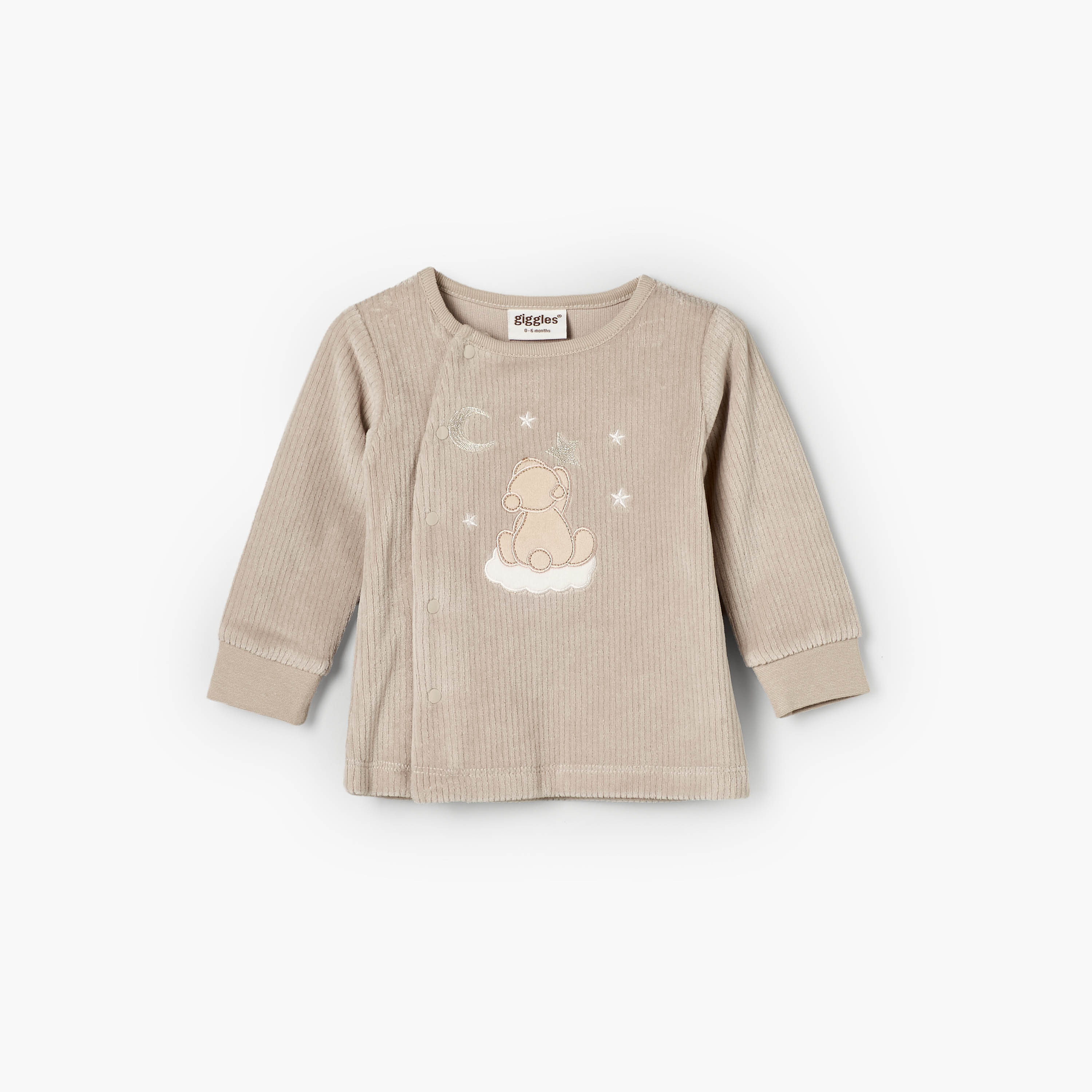 طقم بيجاما قطيفة بياقة ضيقة وأكمام طويلة وتطريز دب من جيجلز-baby-boys-clothing-nightwear-pyjamasets-image-3