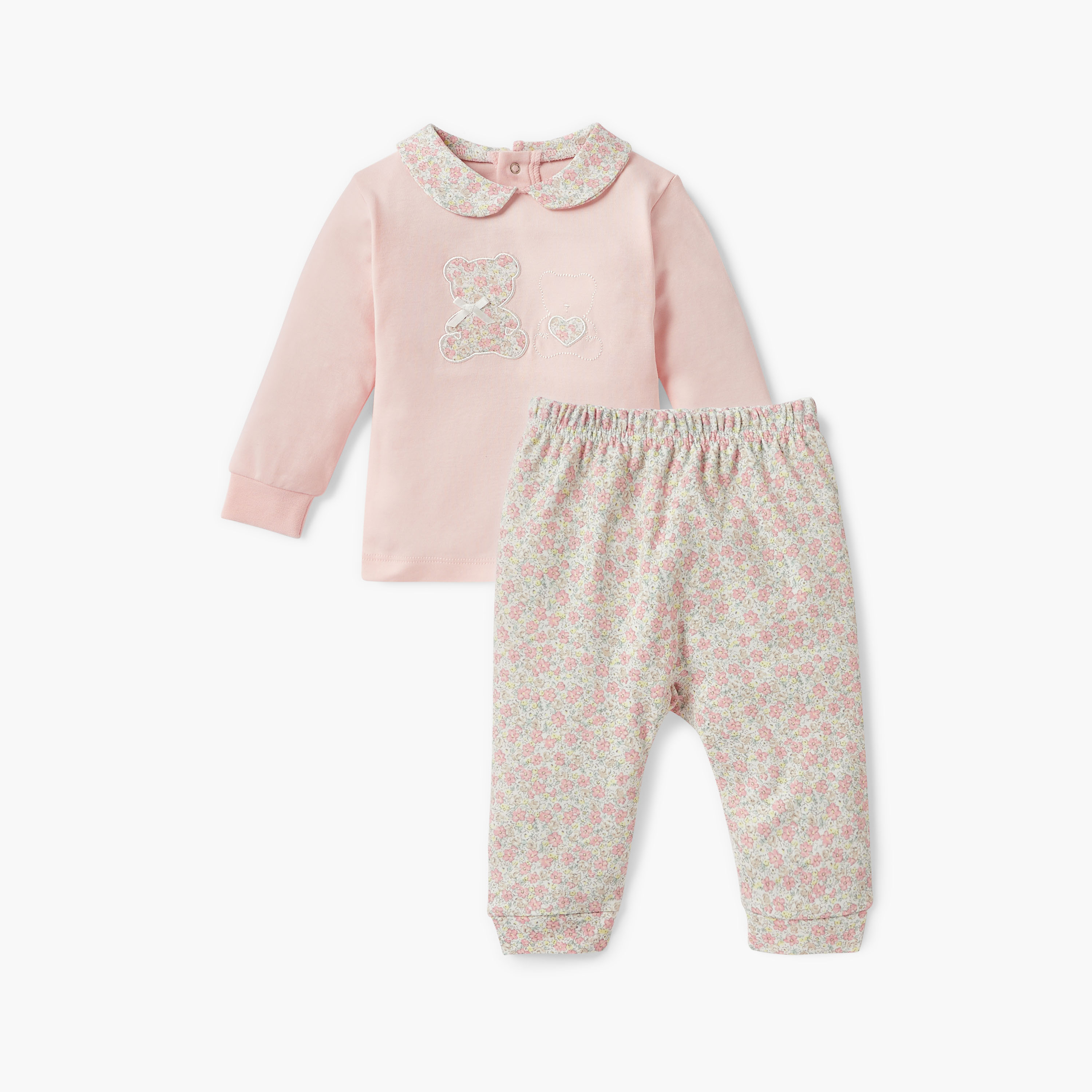 طقم تيشيرت بزخارف وبنطلون بيجاما من جيجلز-baby-girls-clothing-nightwear-pyjamasets-image-1