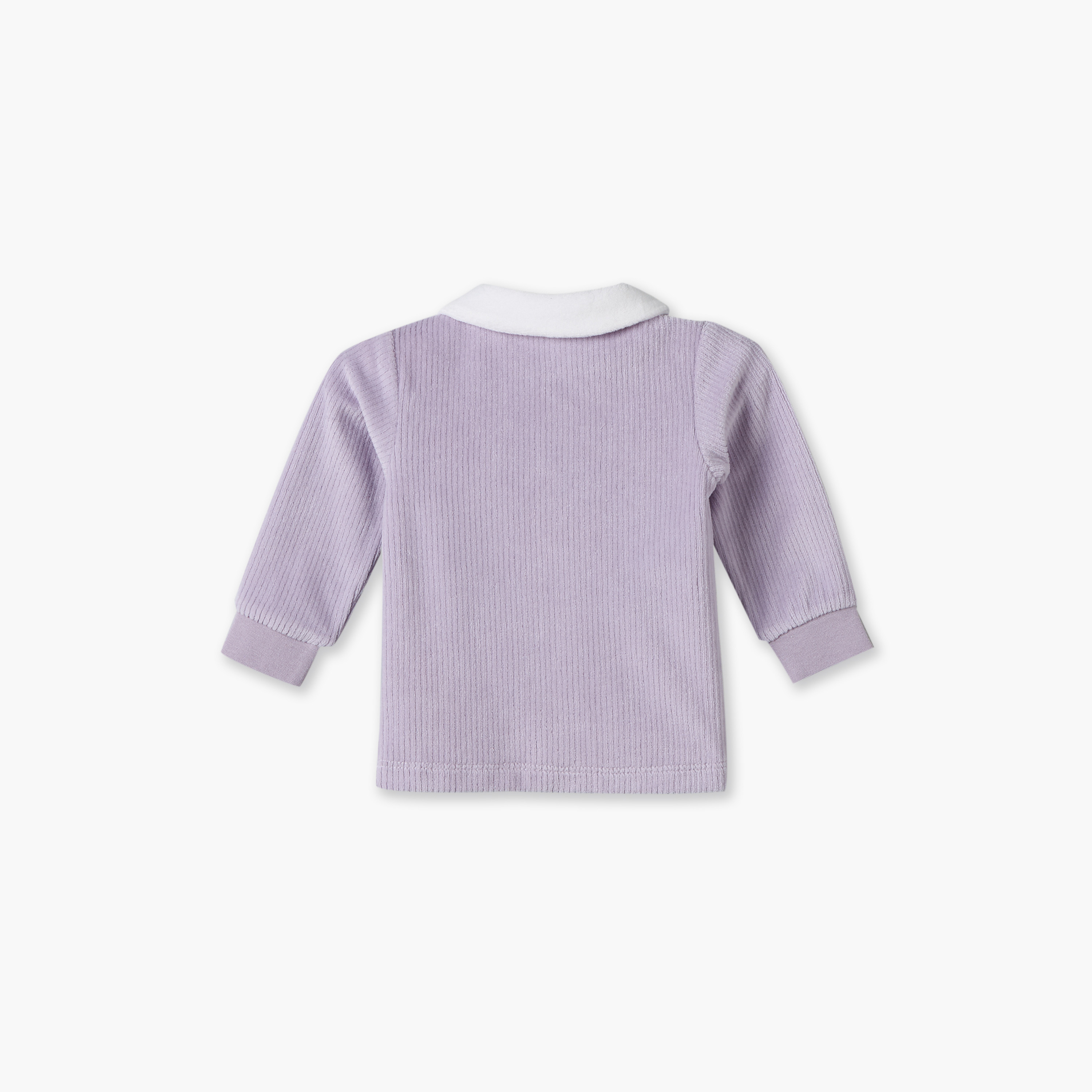 Giggles Collared Long Sleeves Pyjama Set with Bunny Applique-baby-girls-clothing-winterwear-pyjamasets-image-5