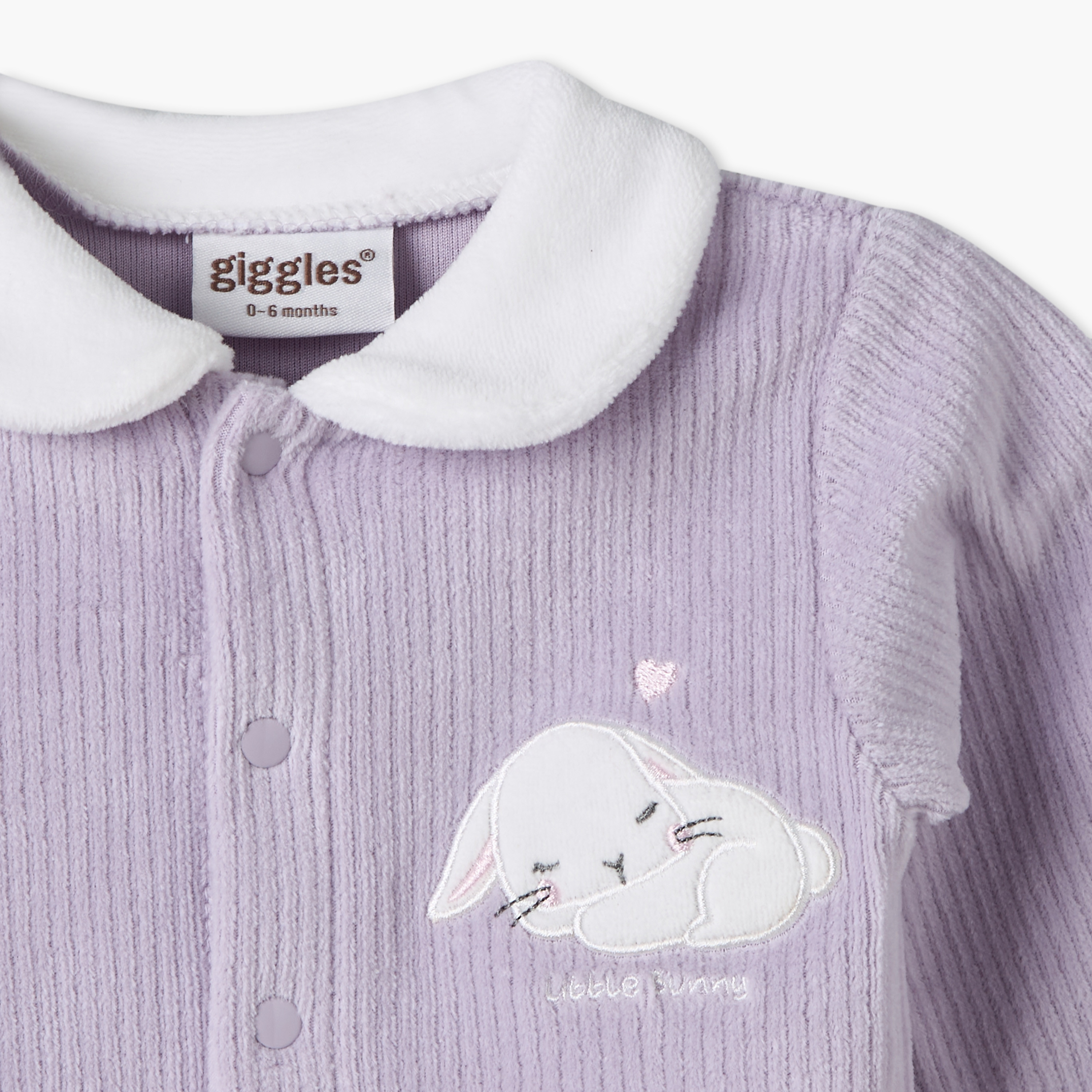 Giggles Collared Long Sleeves Pyjama Set with Bunny Applique-baby-girls-clothing-winterwear-pyjamasets-image-7
