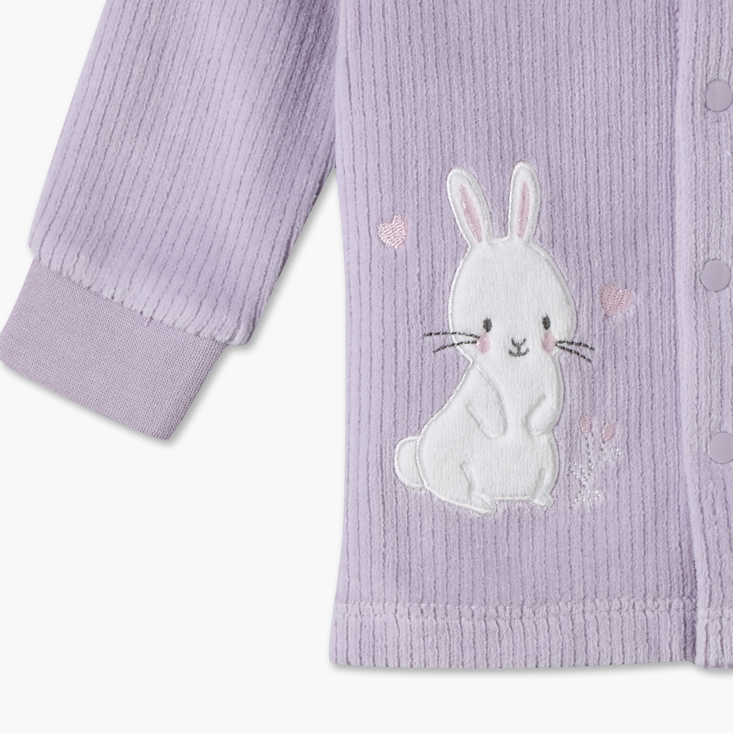 Giggles Collared Long Sleeves Pyjama Set with Bunny Applique-baby-girls-clothing-winterwear-pyjamasets-image-8