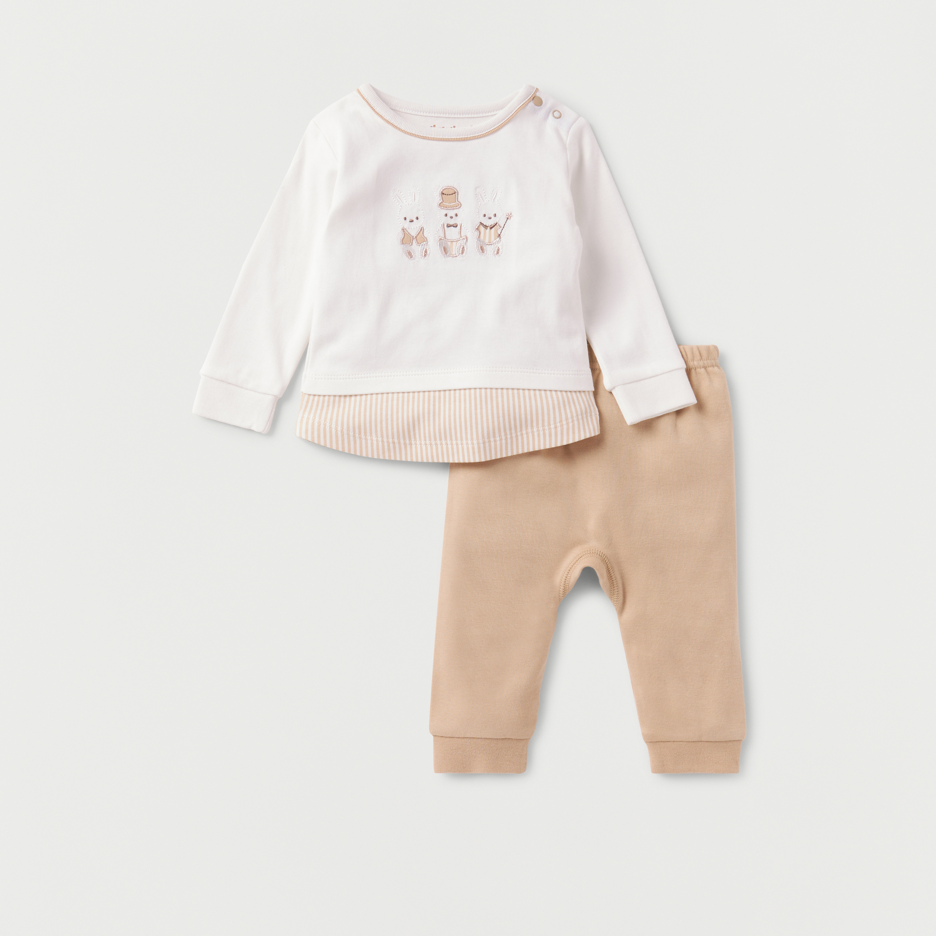 طقم بنطلون بيجاما وتيشيرت مطرّز من جيجلز-baby-boys-clothing-nightwear-pyjamasets-image-1