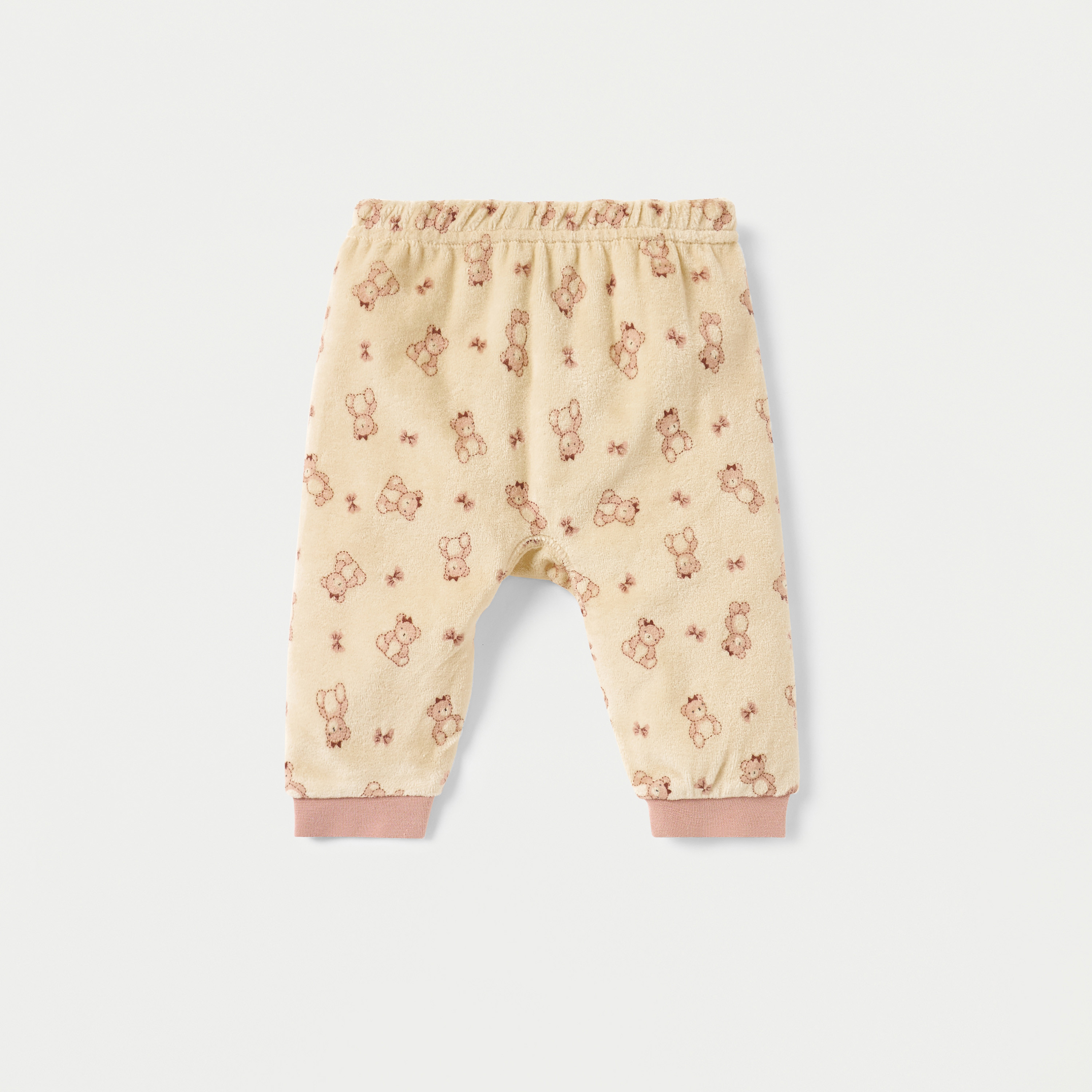 Juniors Bear Print Velour T-shirt and Pyjama Set-baby-girls-clothing-nightwear-pyjamasets-image-3