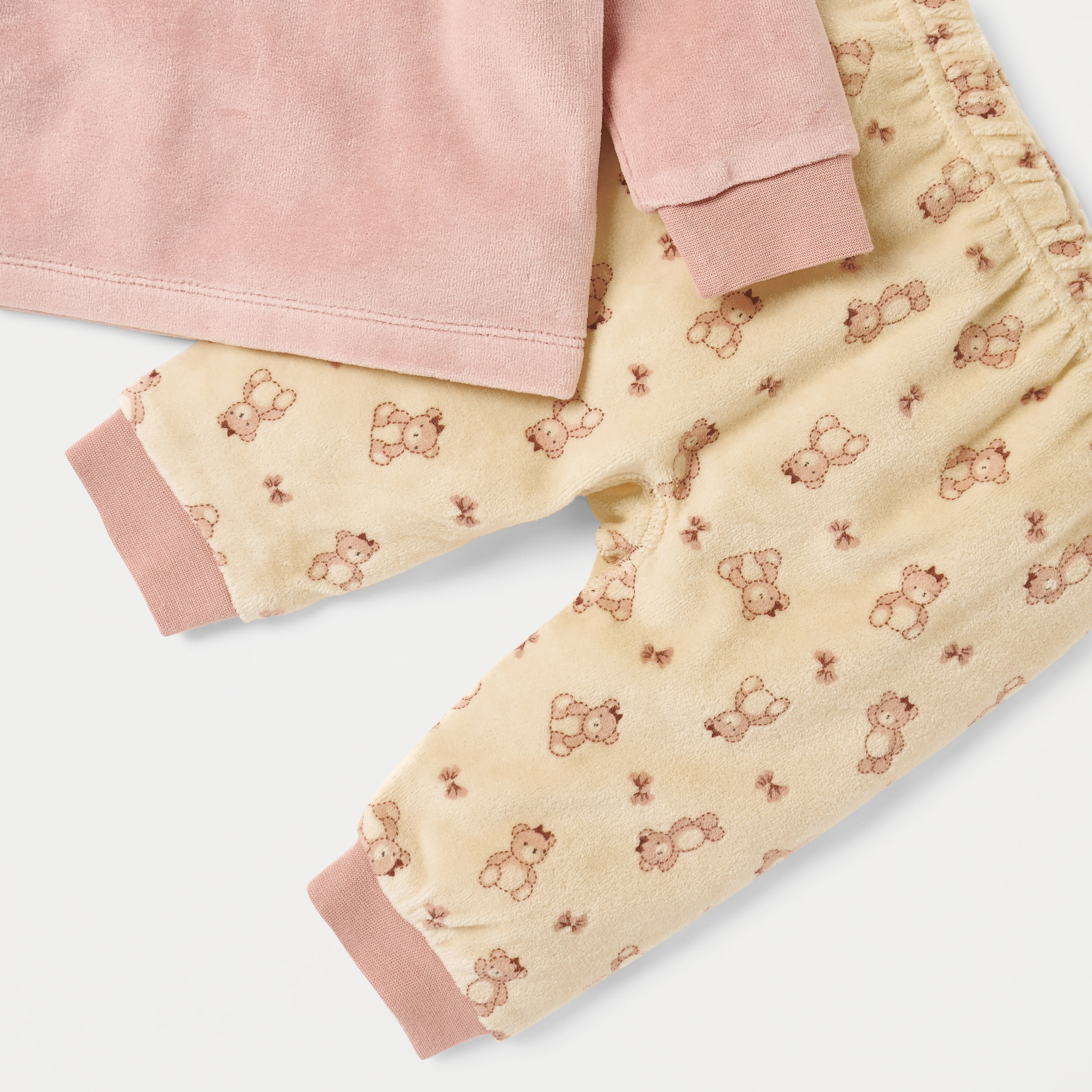 Juniors Bear Print Velour T-shirt and Pyjama Set-baby-girls-clothing-nightwear-pyjamasets-image-5