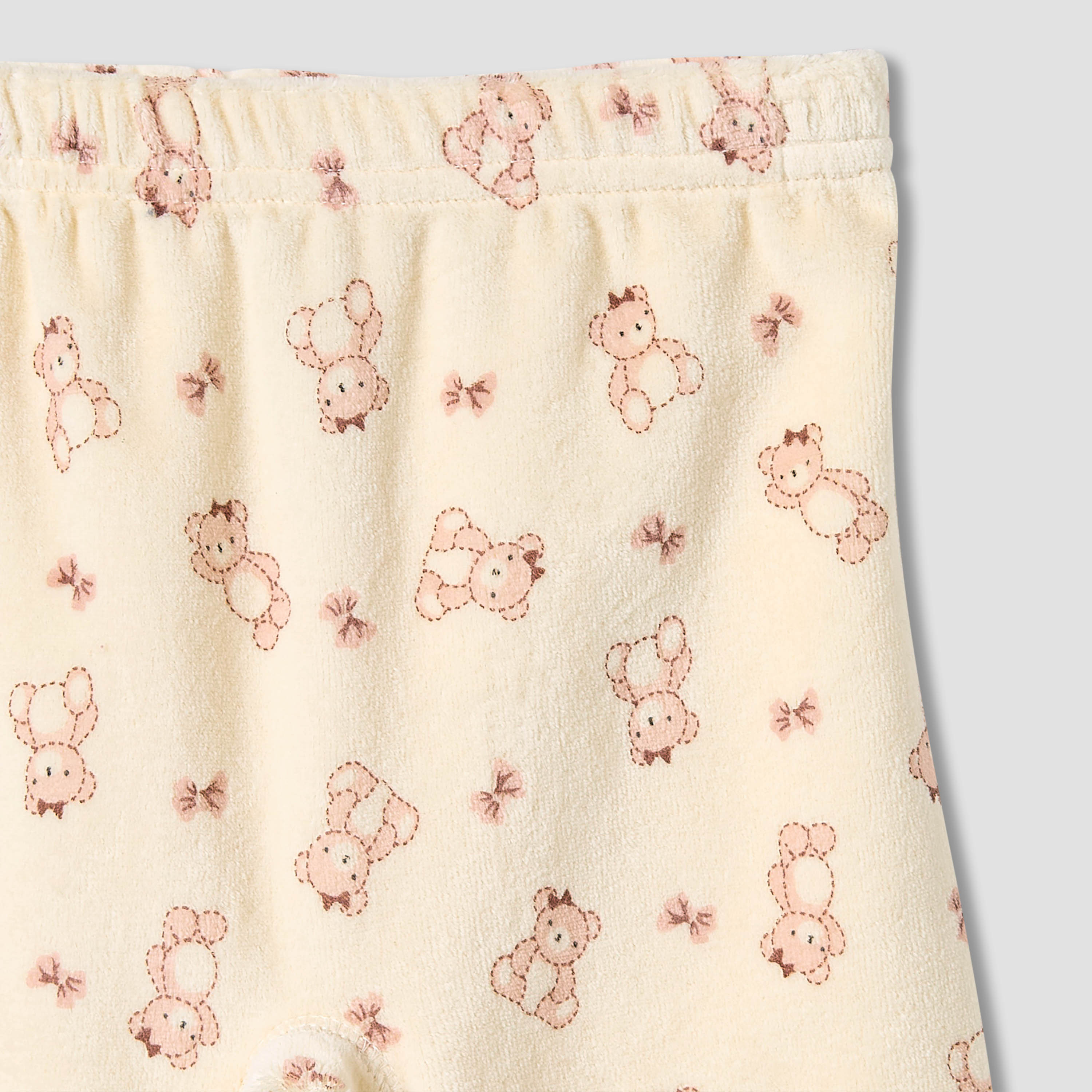 Juniors Bear Print Velour T-shirt and Pyjama Set-baby-girls-clothing-nightwear-pyjamasets-image-6