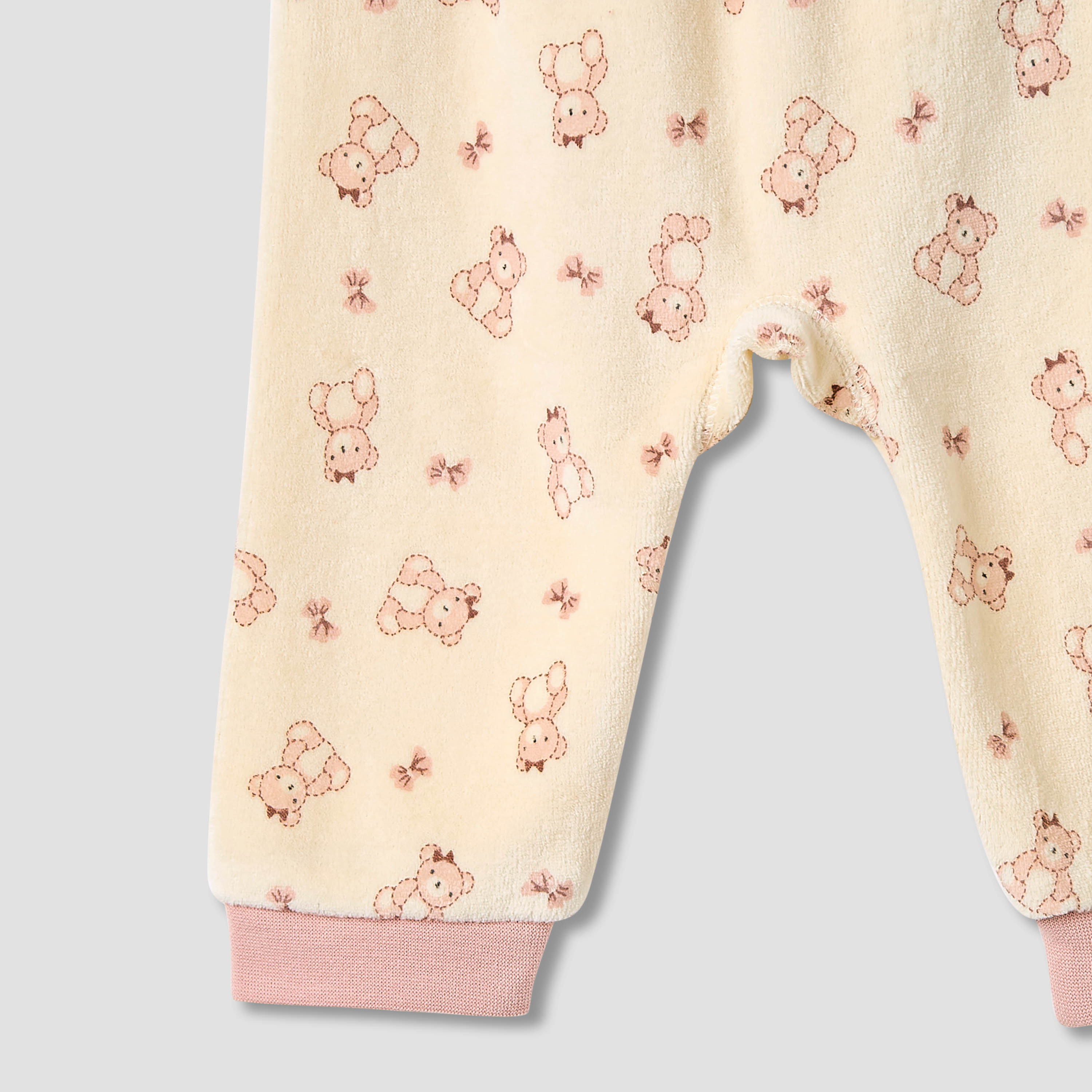 Juniors Bear Print Velour T-shirt and Pyjama Set-baby-girls-clothing-nightwear-pyjamasets-image-7