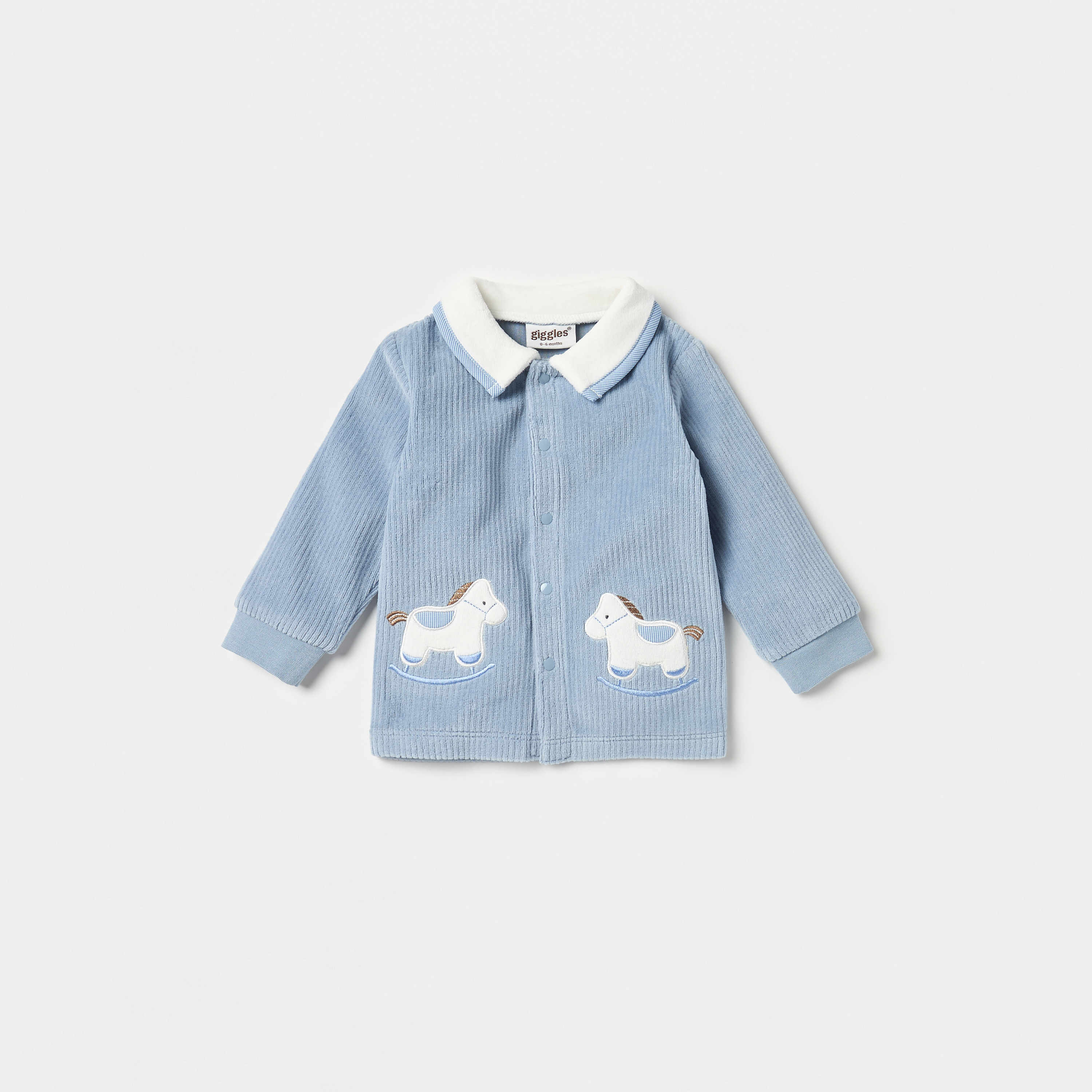 Giggles Rocking Horse Applique Long Sleeves Shirt and Velour Pyjama Set-baby-boys-clothing-nightwear-pyjamasets-image-2
