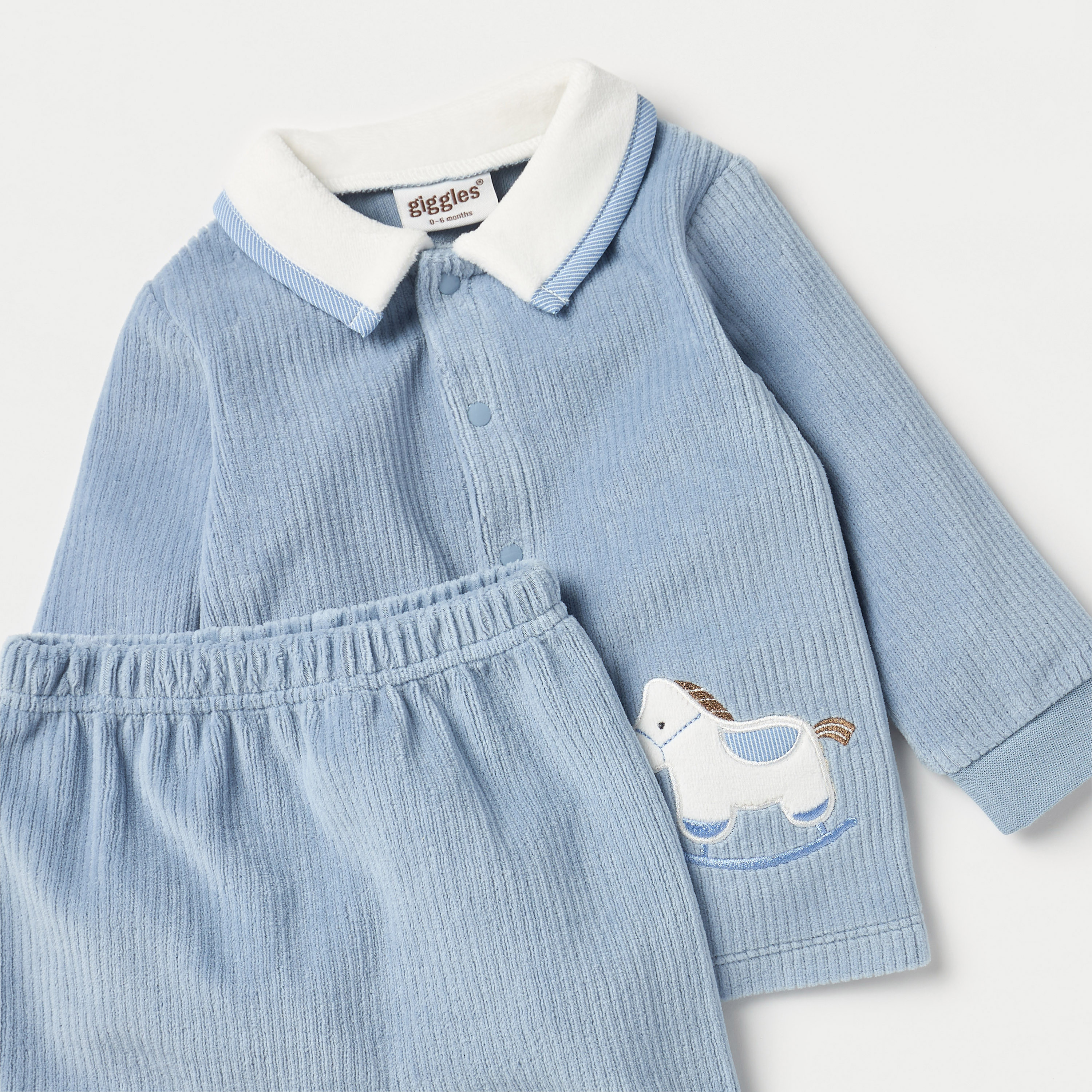 Giggles Rocking Horse Applique Long Sleeves Shirt and Velour Pyjama Set-baby-boys-clothing-nightwear-pyjamasets-image-4