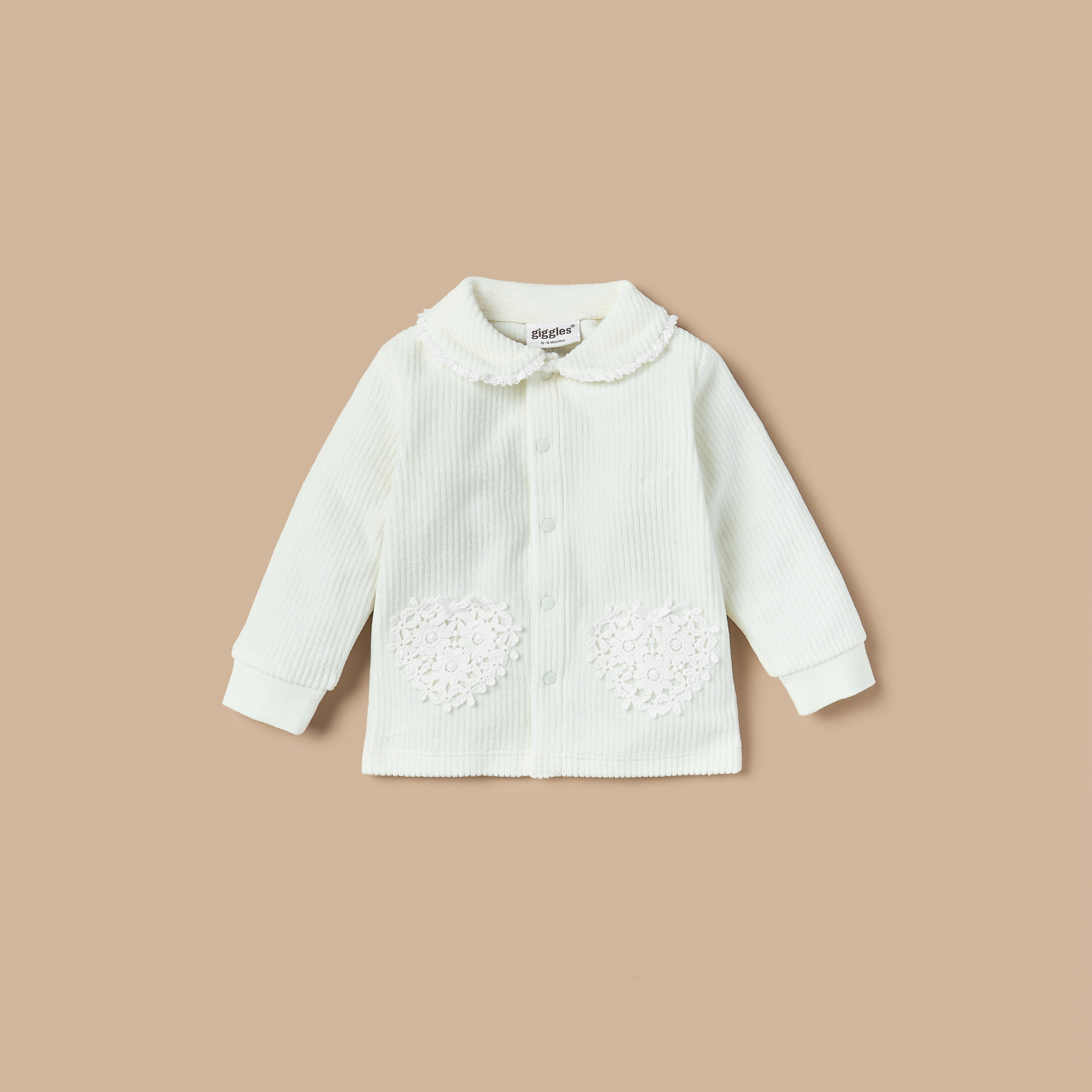 طقم قميص بأكمام طويلة وتطريزات وبنطلون بيجاما قطيفة من جيجلز-baby-girls-clothing-nightwear-pyjamasets-image-2