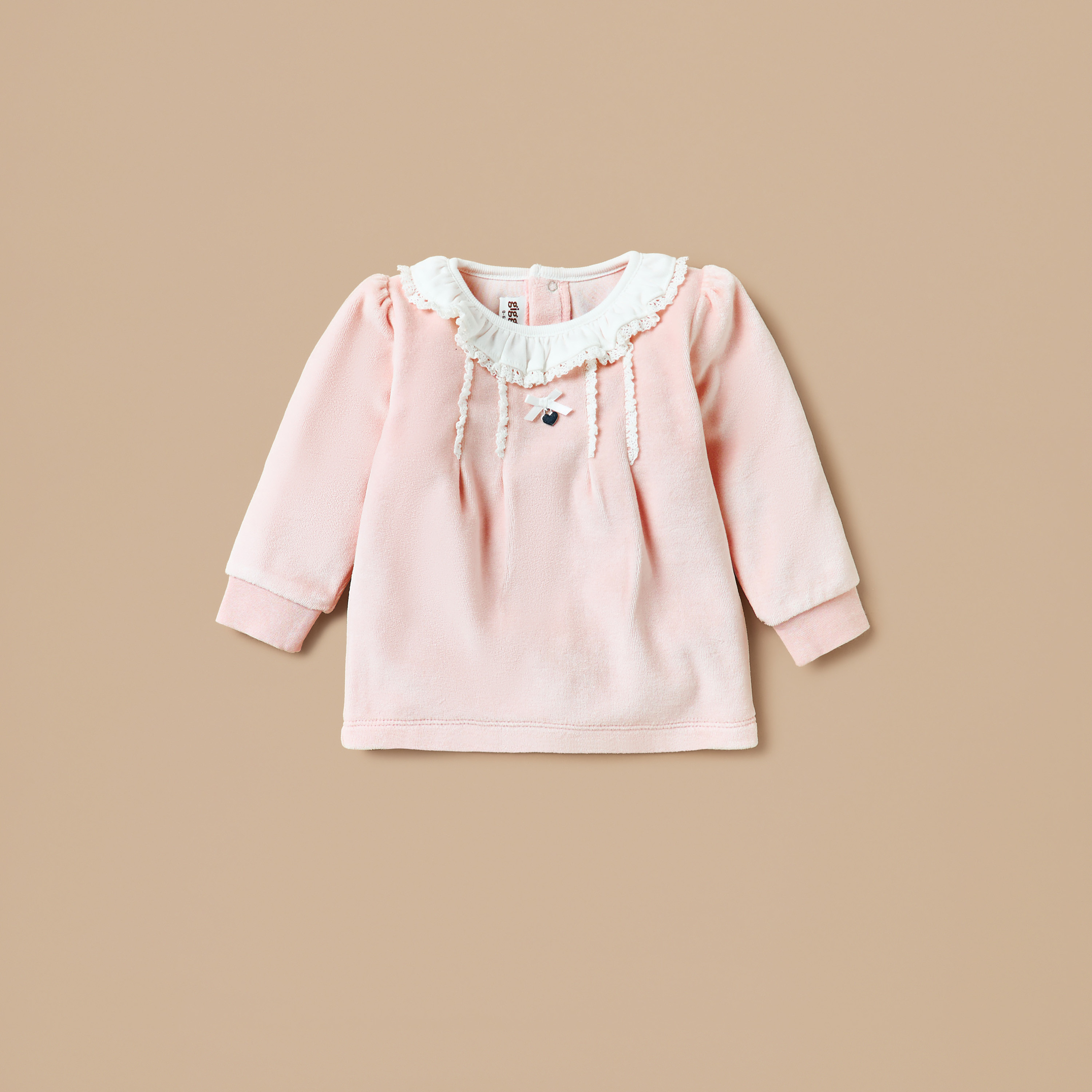 Giggles Lace Accent Velour Top and Pyjama Set-baby-girls-clothing-nightwear-pyjamasets-image-2