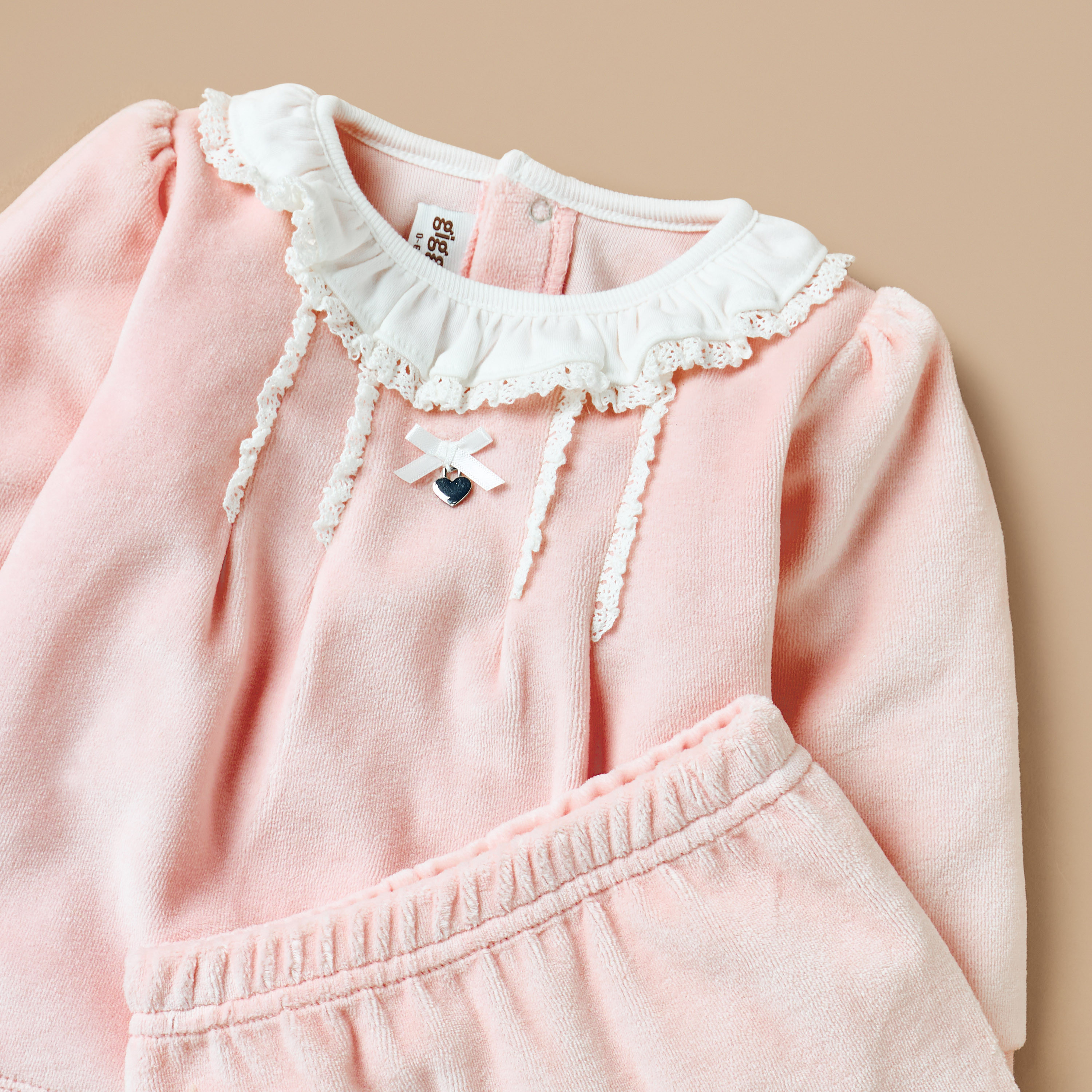 Giggles Lace Accent Velour Top and Pyjama Set-baby-girls-clothing-nightwear-pyjamasets-image-4