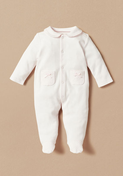 Giggles Solid Closed Feet Sleepsuit with Button Closure-Sleepsuits-image-0