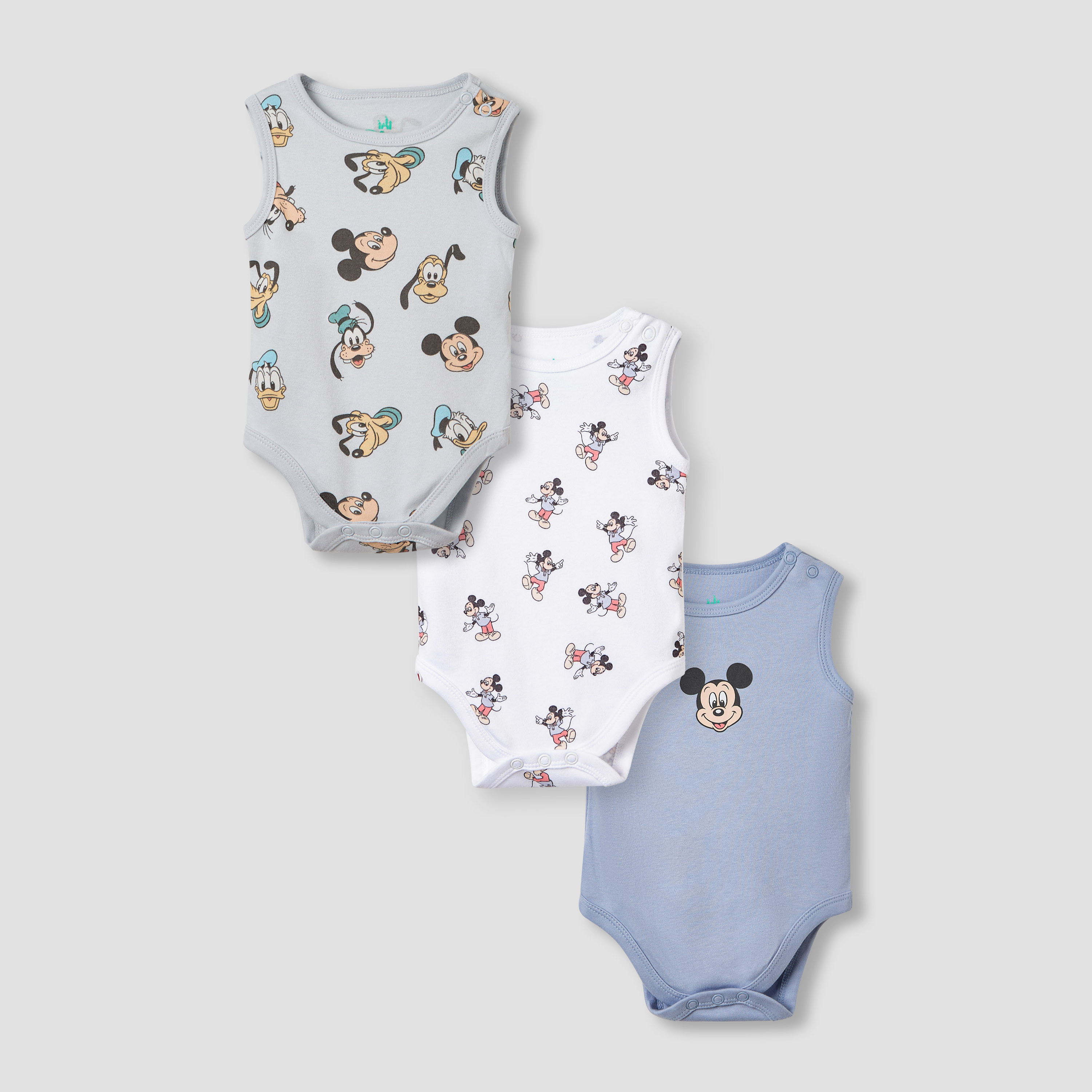 بودي سوت دون أكمام بطبعات ميكي ماوس من ديزني - طقم من 3 قطع-baby-boys-clothing-multipacks-image-1