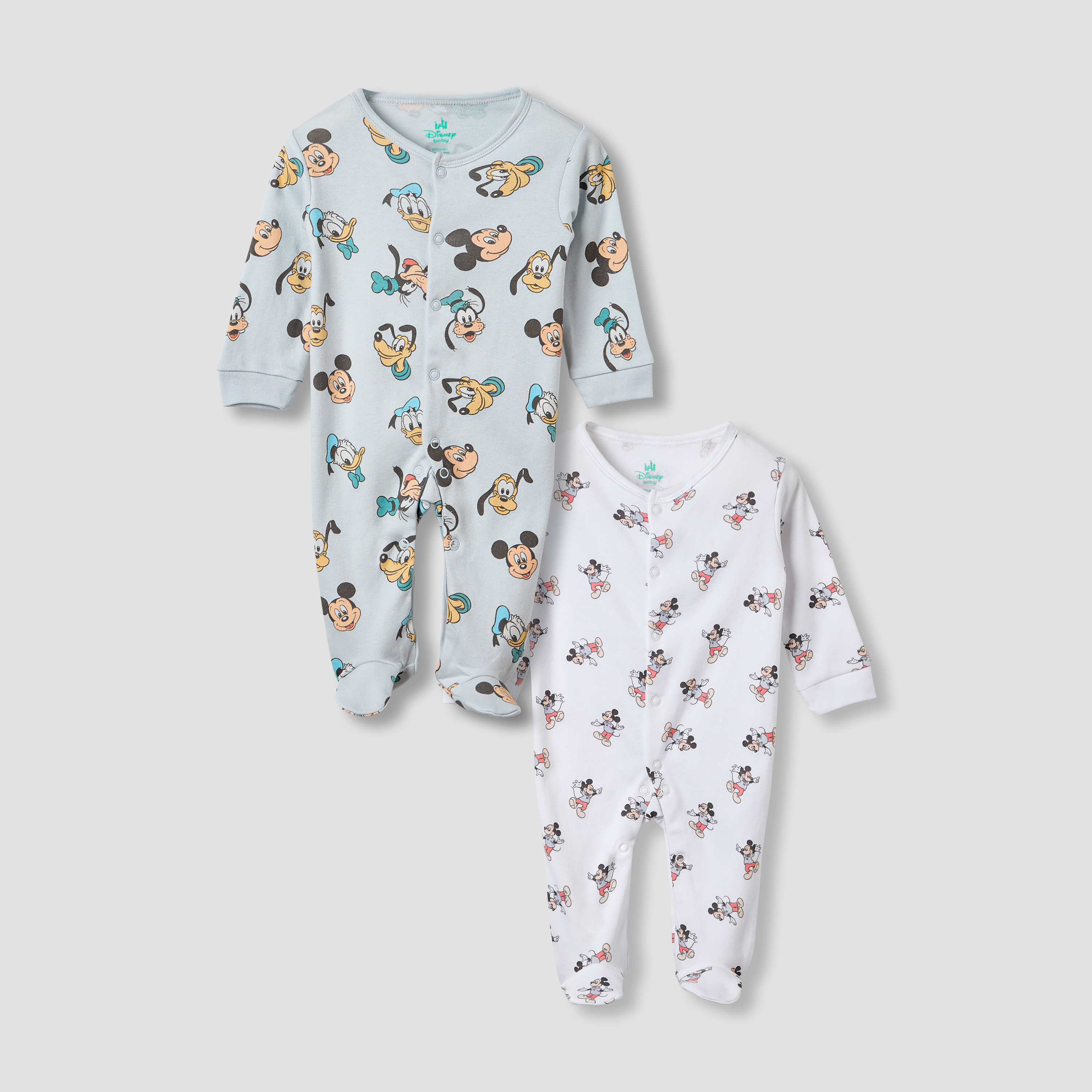 Disney Mickey Mouse and Friends Print Sleepsuit - Set of 2-baby-boys-clothing-nightwear-sleepsuits-image-1
